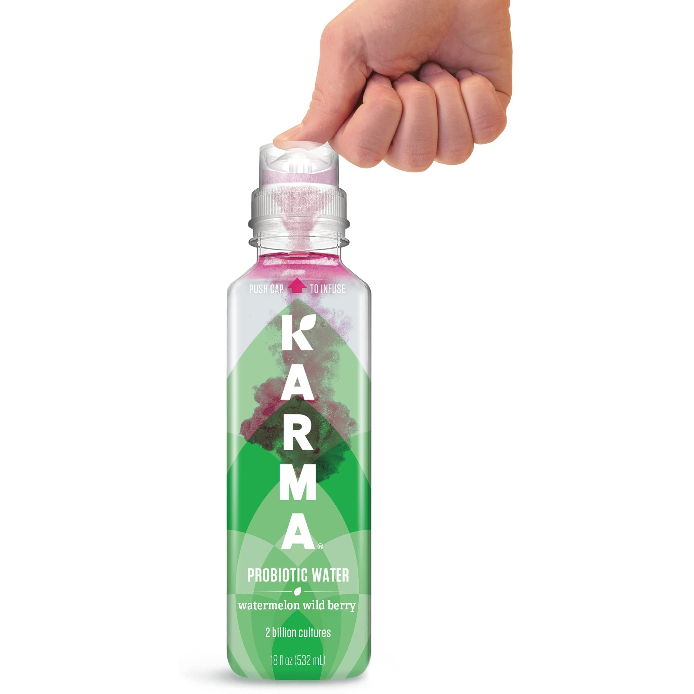Karma Wellness Flavored Probiotic Water, Watermelon Wild Berry, Immunity And Digestive Health Support, Low Calorie, 2 Billion Active Cultures, 18 Fluid Ounce (Pack Of 12)