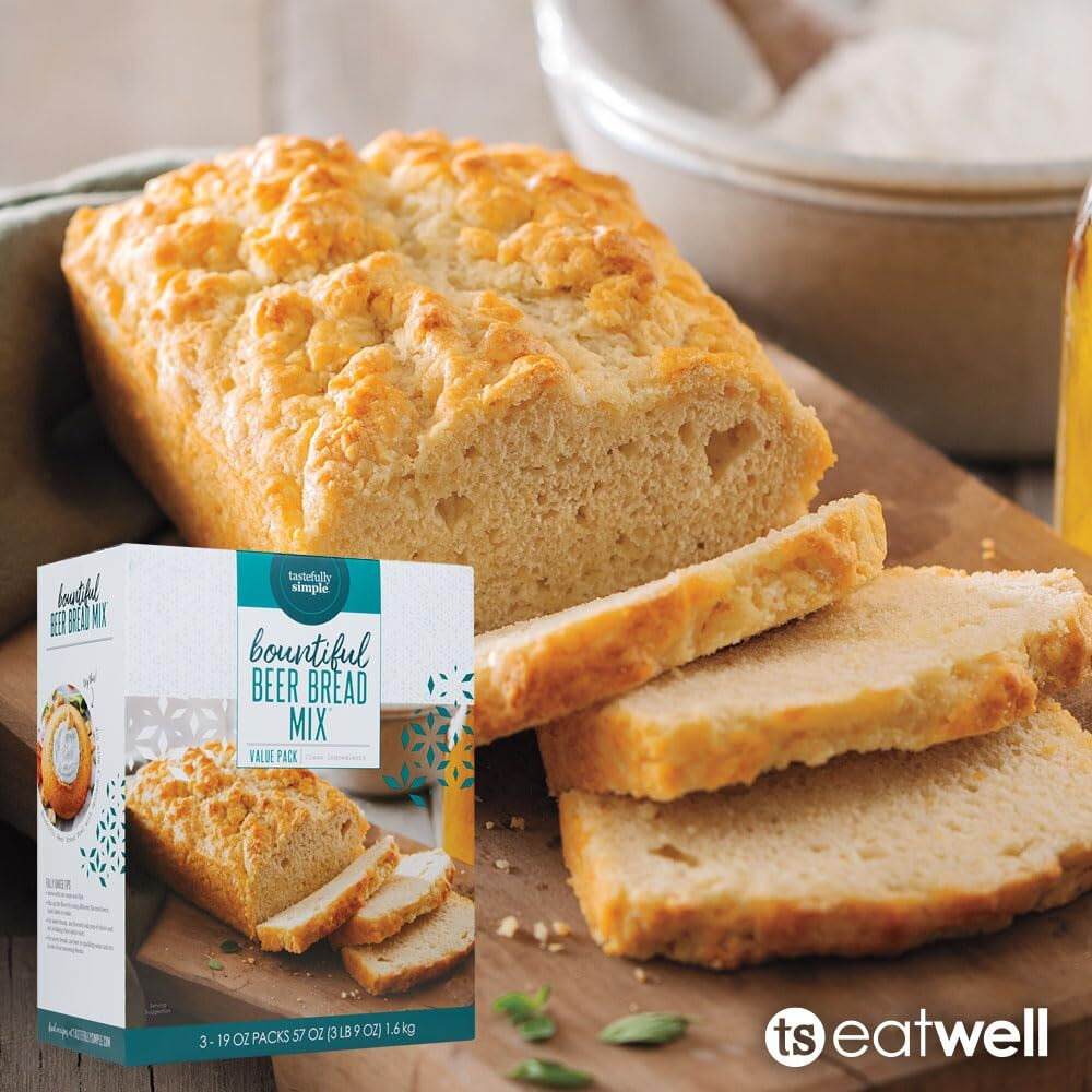 Tastefully Simple Bountiful Beer Bread Mix - Incredibly Easy To Make Artisan Bread, Just Add Beer Or Soda - No Bread Machine Needed - Nothing Artificial - 3 X 19 Oz