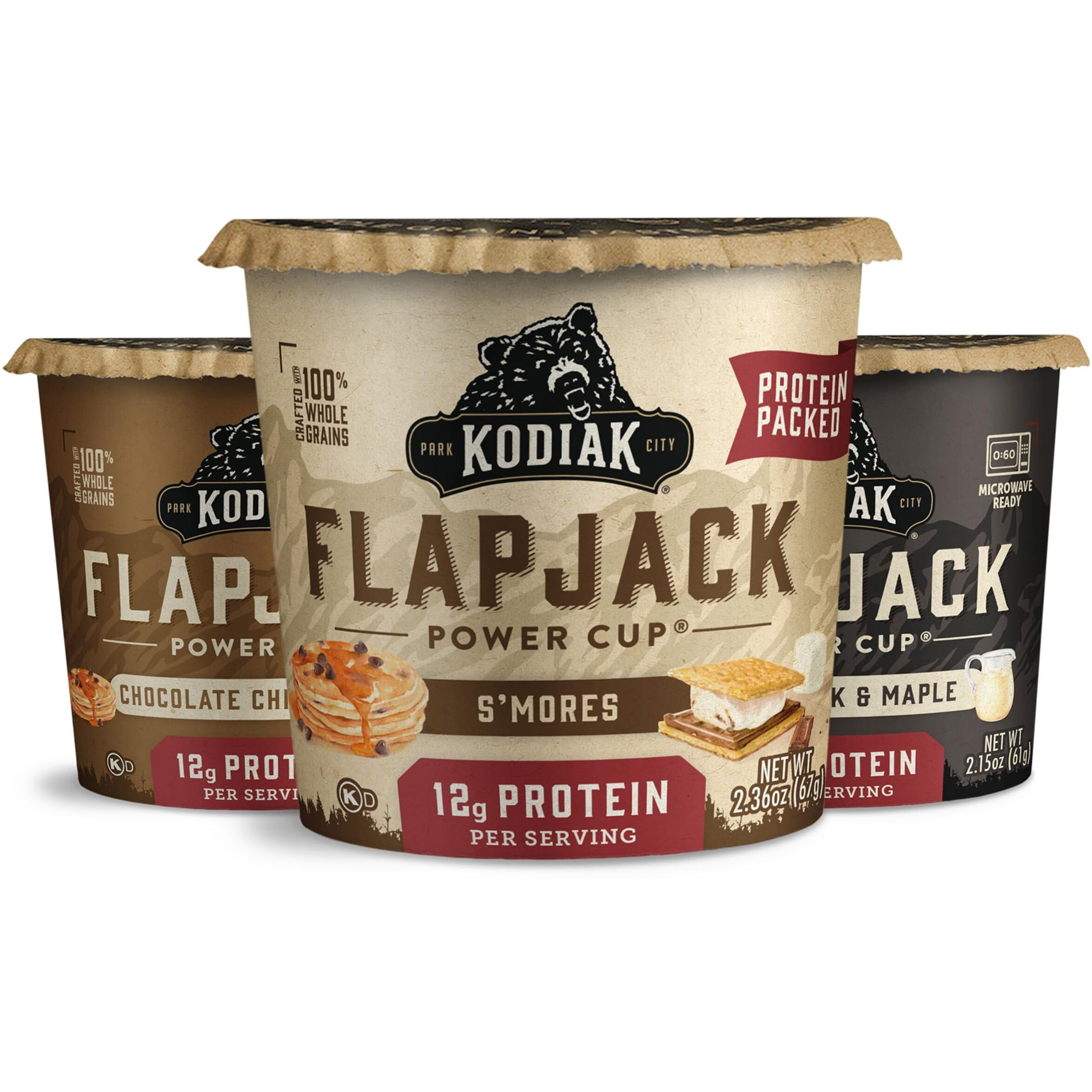 Kodiak Cakes Protein Pancake On The Go Flapjack Cups Mix Buttermilk, Chocolate Chip, & Smores Variety Pack