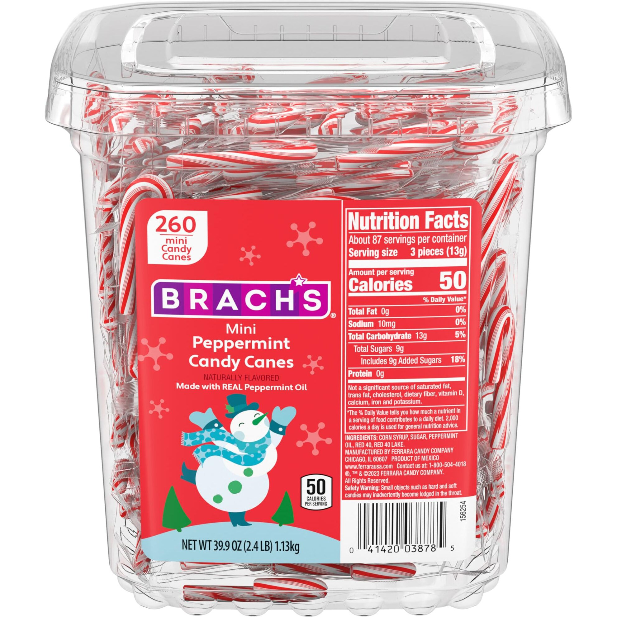 Brach's Mini Candy Canes Tub, 260 Count