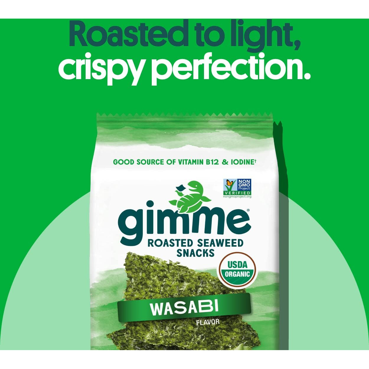 Gimme Seaweed - Wasabi - 20 Count - Organic Roasted Seaweed Sheets - Keto, Vegan, Gluten Free - Great Source Of Iodine & Omega 3S - Healthy On-The-Go Snack For Kids & Adults