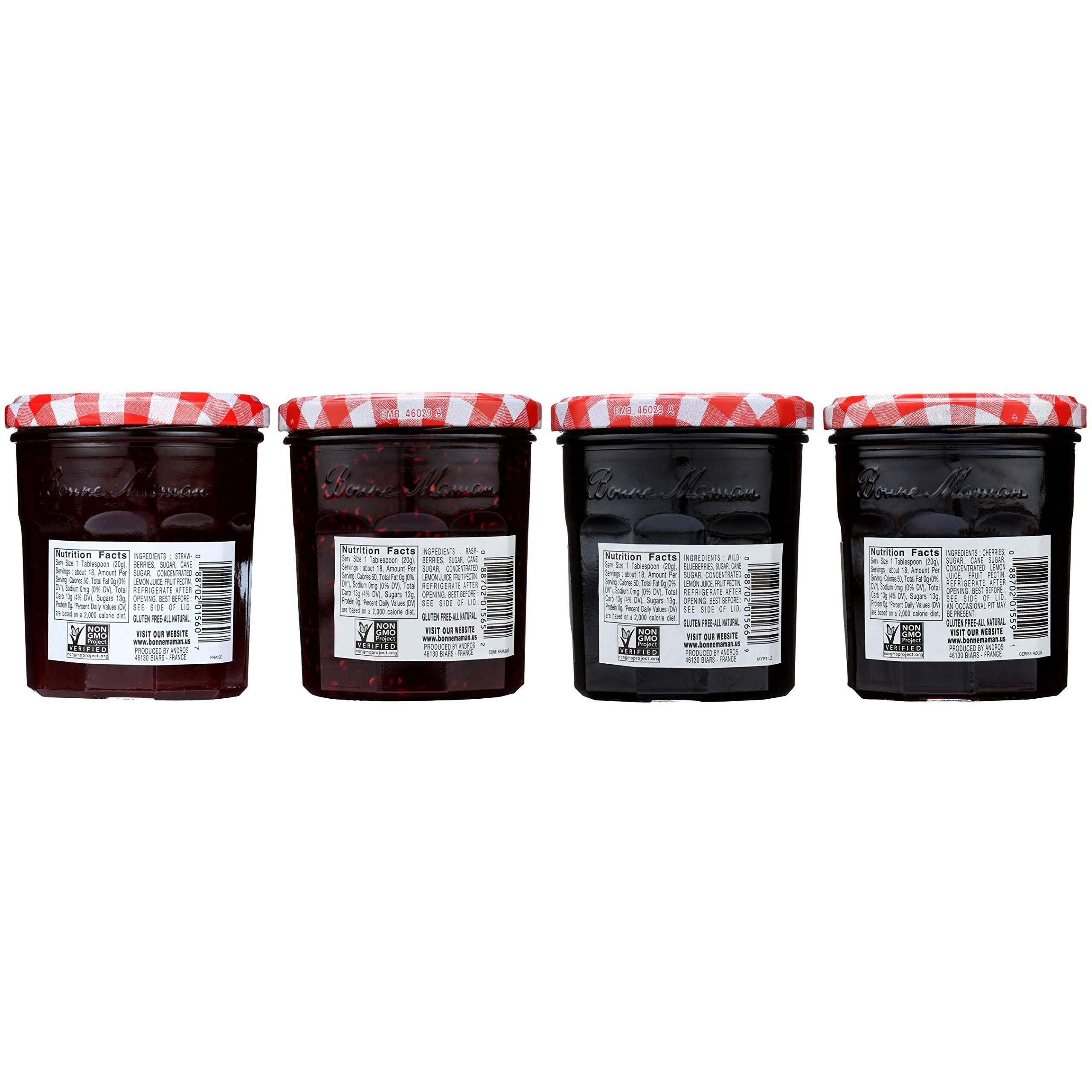 Bonne Maman Preserves, Variety Pack (Strawberry, Raspberry, Wild Blueberry, Cherry), 13 Ounce Jars (Pack Of 4)