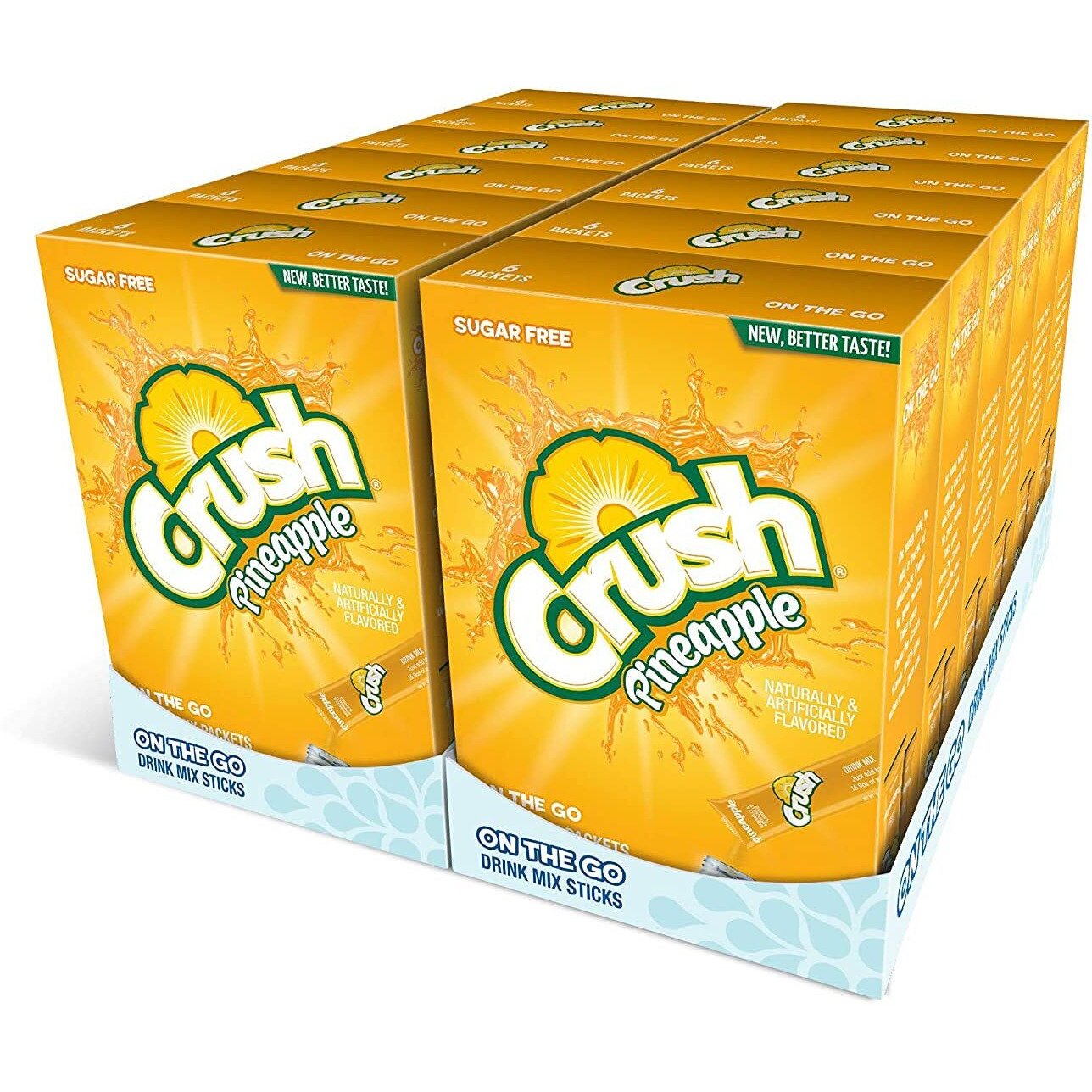 Crush- Powder Drink Mix - Sugar Free & Delicious (Pineapple, 72 Sticks)