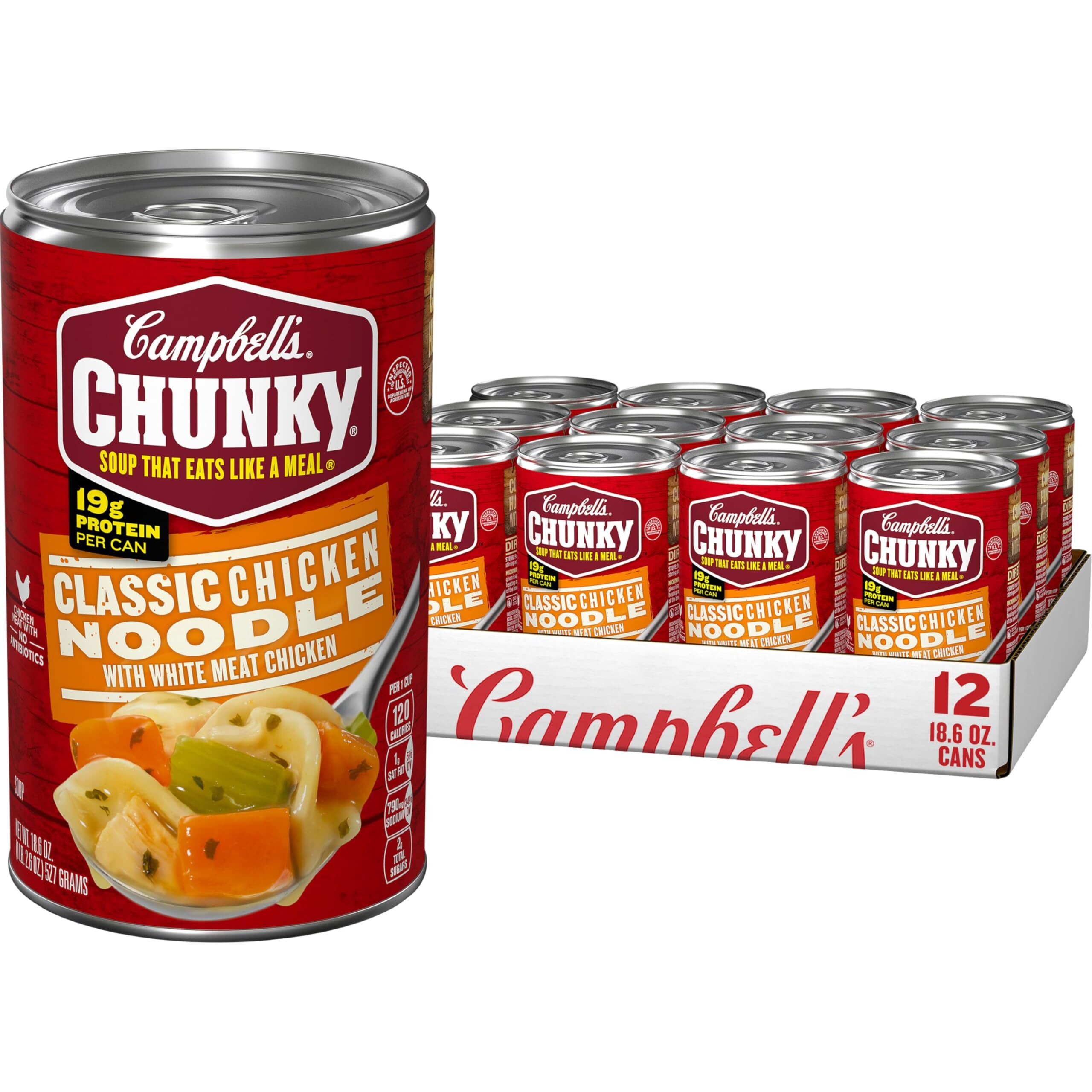 Campbells Chunky Classic Chicken Noodle Soup, 18.6 Ounce Cans (Pack Of 12)