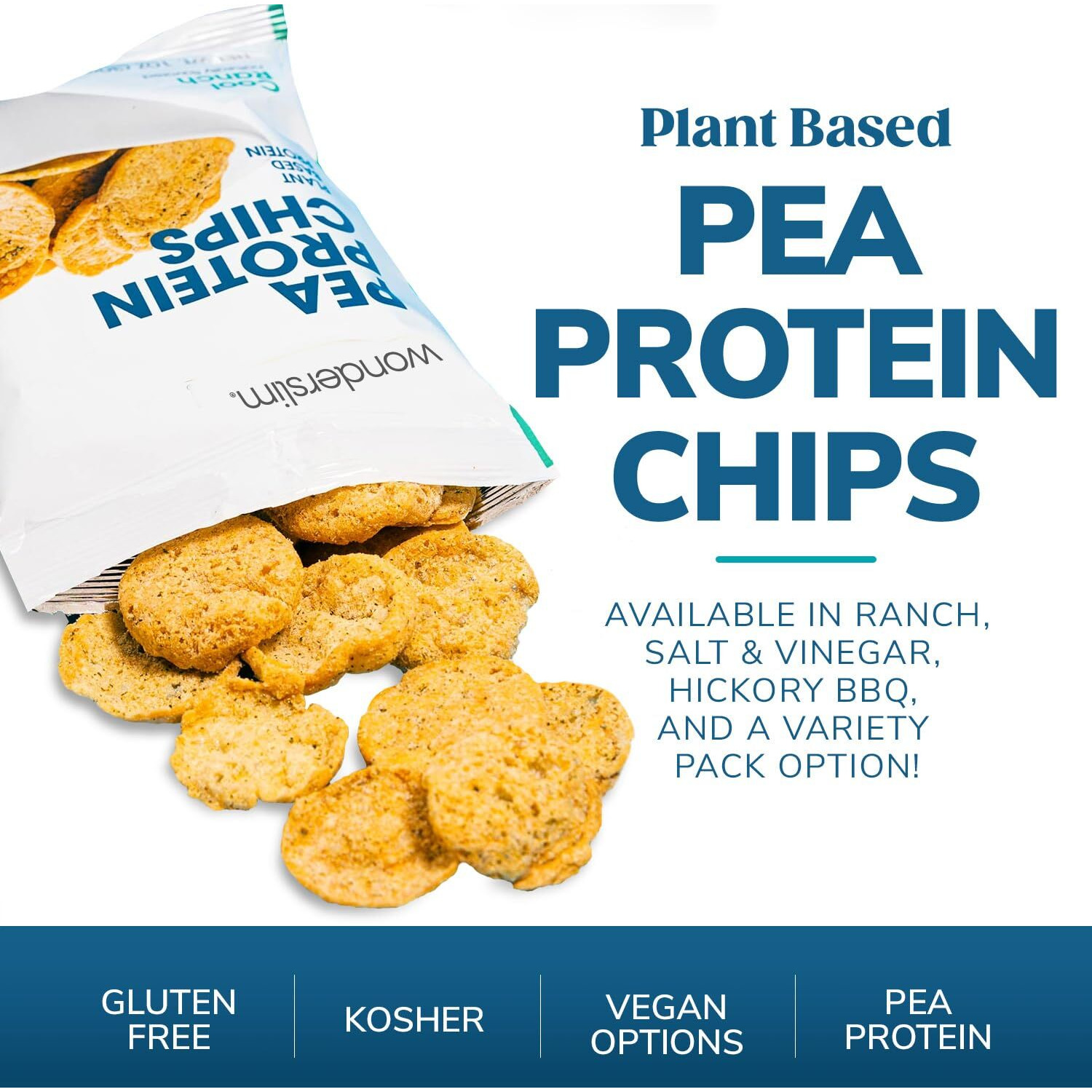 Wonderslim Pea Protein Snack Chips, Salt & Vinegar, 120 Calories, 10G Protein, Gluten Free (12Ct)