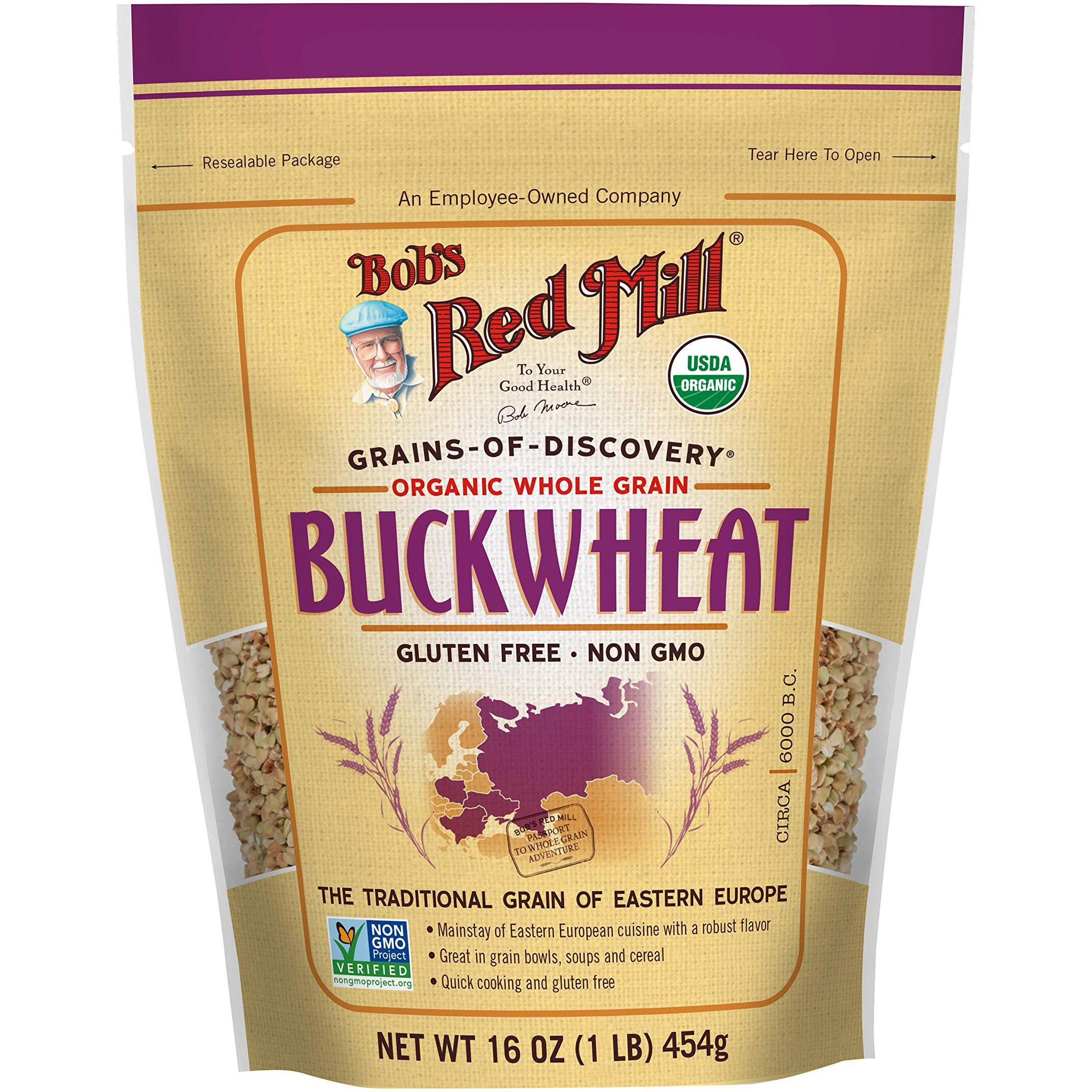 Bobs Red Mill Organic Raw/Untoasted Buckwheat Groats, 16 Ounce Bag (Pack Of 4), Gluten Free, Non-Gmo, Kosher
