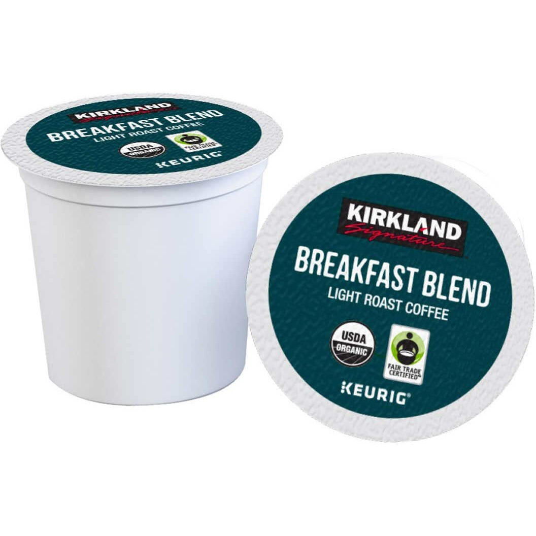 Kirkland Signature Organic Breakfast Blend Light-Roast Coffee, K-Cup Pods, 120 Count