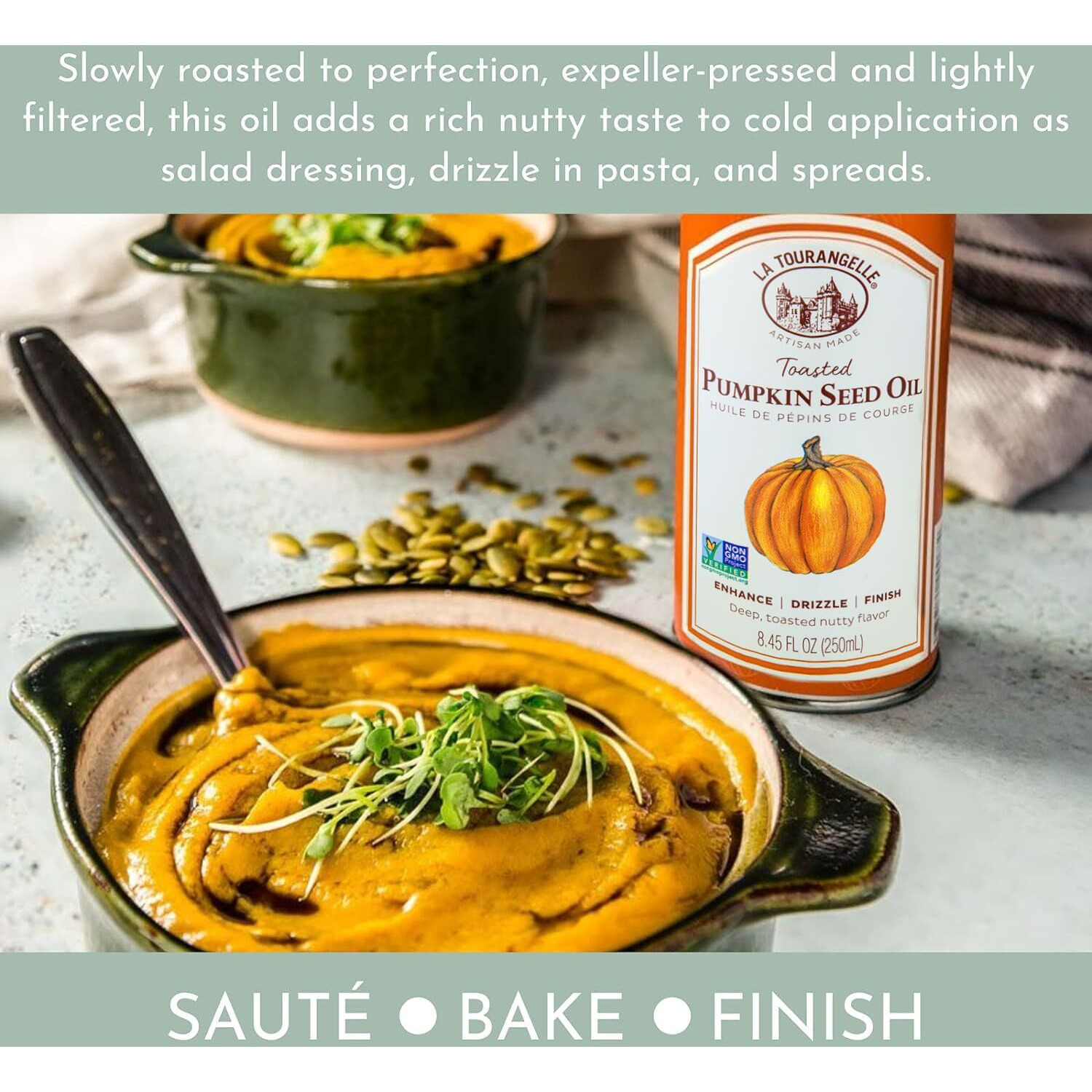 La Tourangelle, Toasted Pumpkin Seed Oil, Great For Cooking, Salad Dressings, Pastas, And Spreads - Health And Beauty Oil, 8.45 Fl Oz