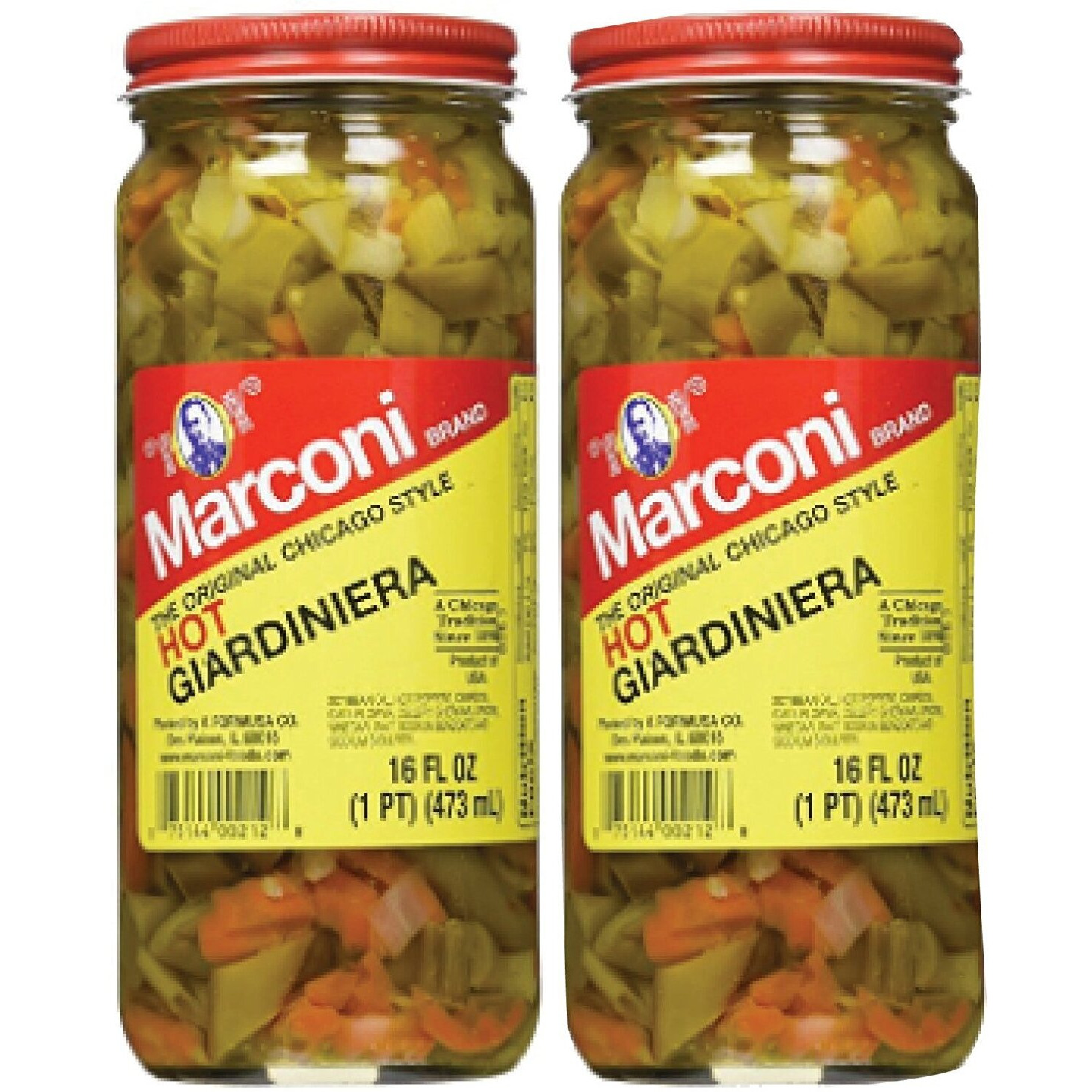 Marconi - The Original Chicago Style Hot Giardiniera - 16 Oz (2 Pack)