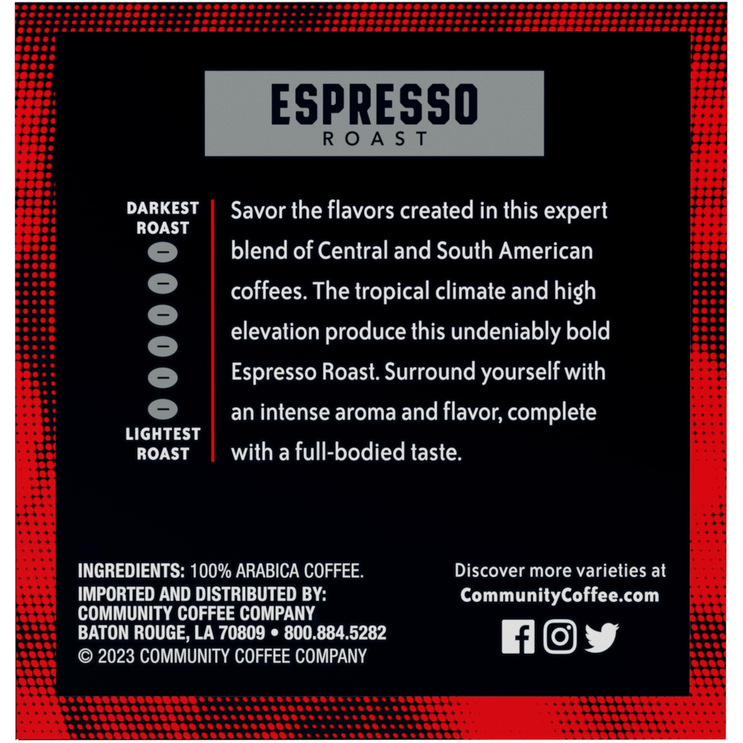 Community Coffee Dark & Bold Espresso Roast Coffee Pods, 72 Count, Extra Dark Roast Compatible With Keurig 2.0 K-Cup Brewers, 12 Count (Pack Of 6)