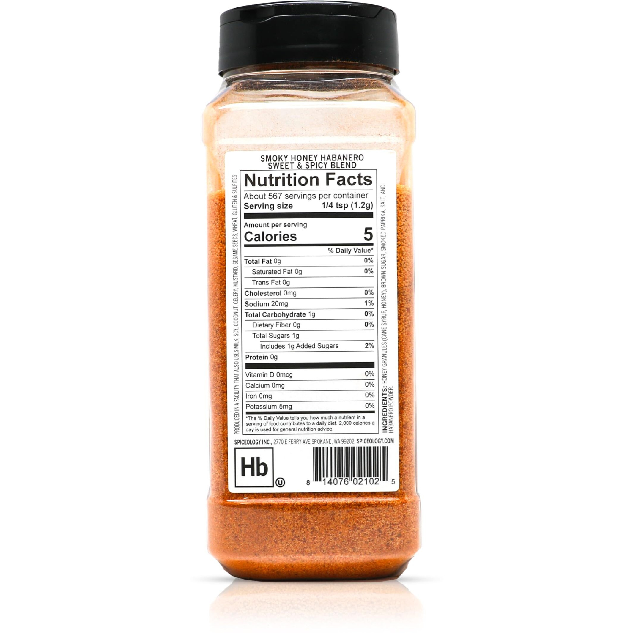 Spiceology - Smoky Honey Habanero - Sweet & Spicy Bbq Rub - Barbeque Rubs, Spice Blends And Seasonings For Smoking Or Grilling - Use On Chicken, Wings, Pork, Steak, Nuts, Butter, Bacon, Or Burgers - 24 Oz