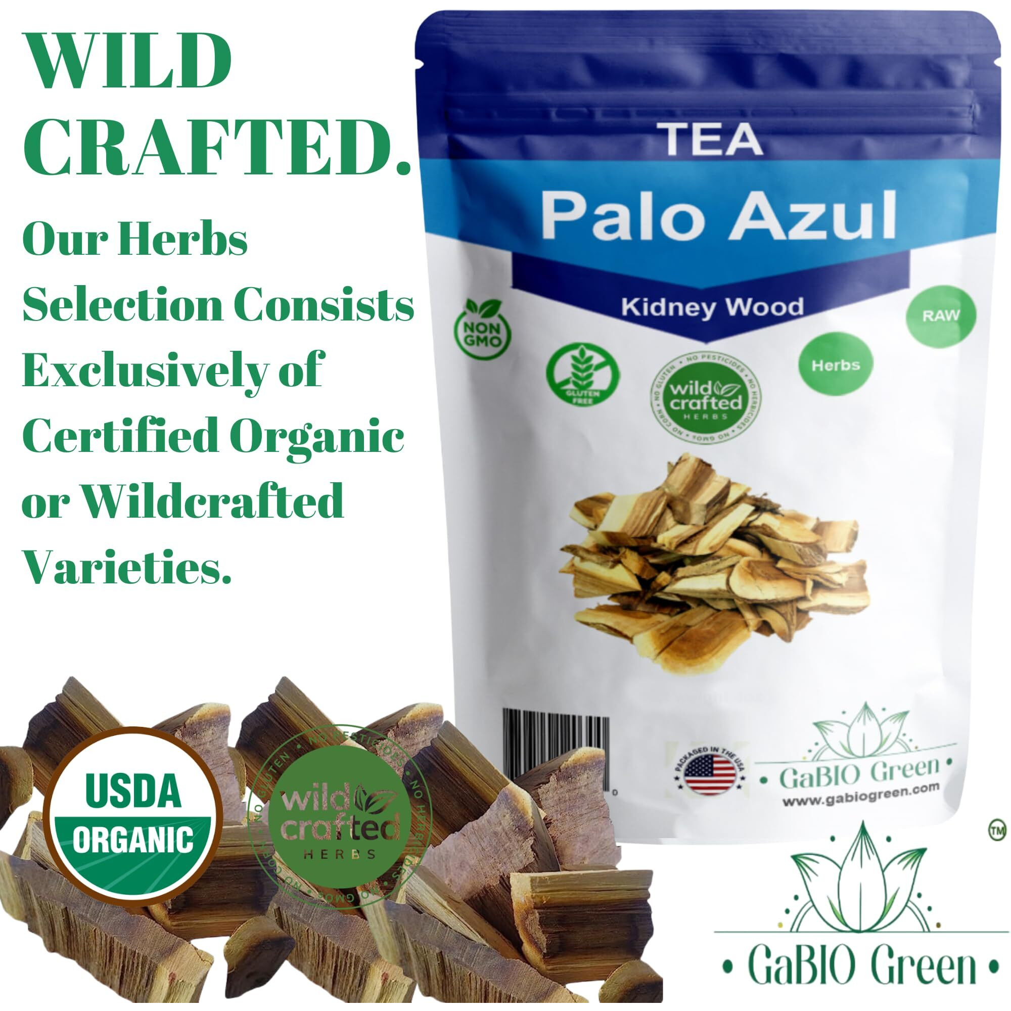 Kidney Wood (4Oz), Palo Azul (55-60 Cups Aprox), Blue Stick Tea Teatox, Non-Gmo, Gluten-Free Tea Bark, Natural Kidney Cleanse, Palo Azul Tea, Packaged In The Usa, Resealable Bag (4 Ounces).