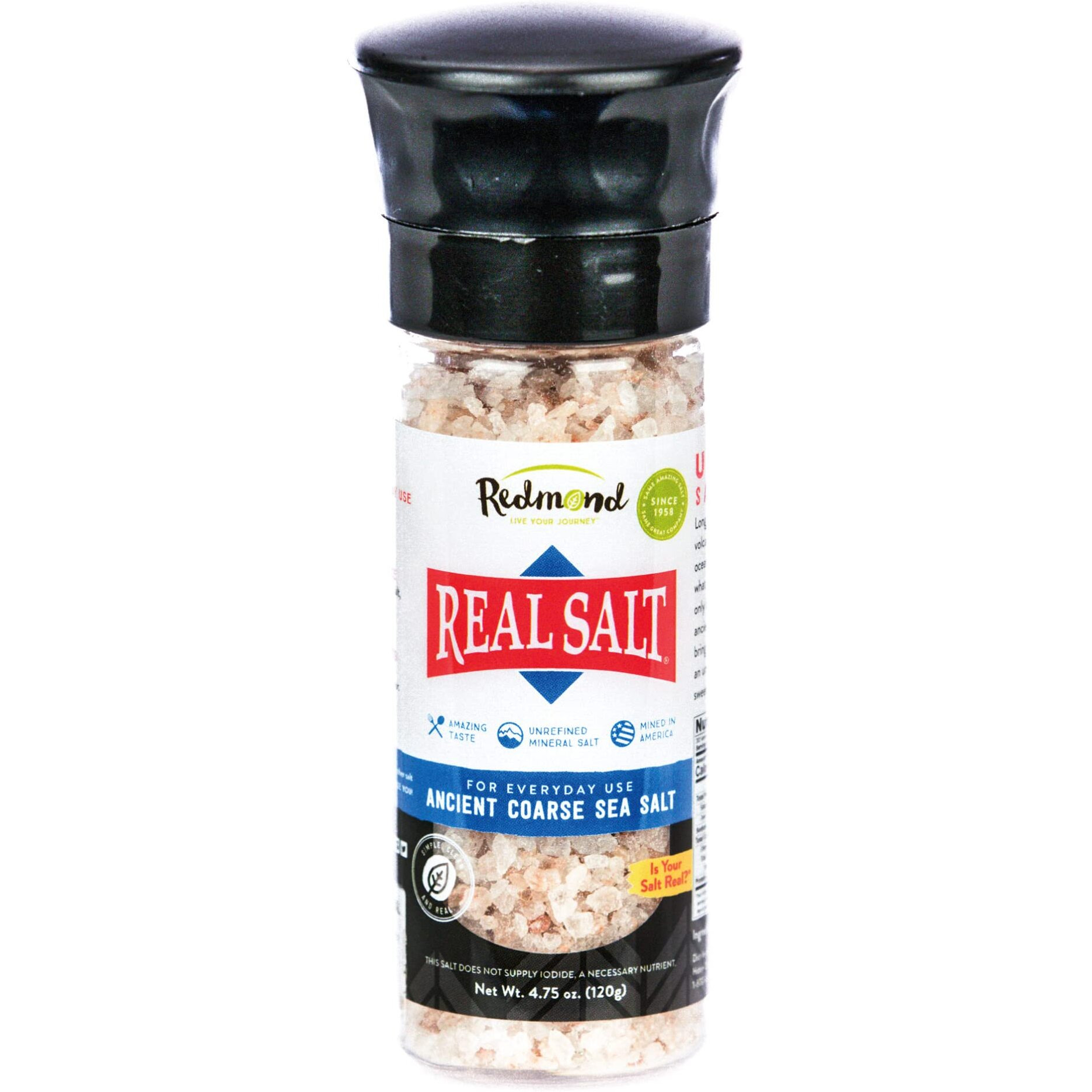 Redmond Real Sea Salt - Natural Unrefined Gluten Free, Coarse Salt With Coarse Grinder (Original Bundle)
