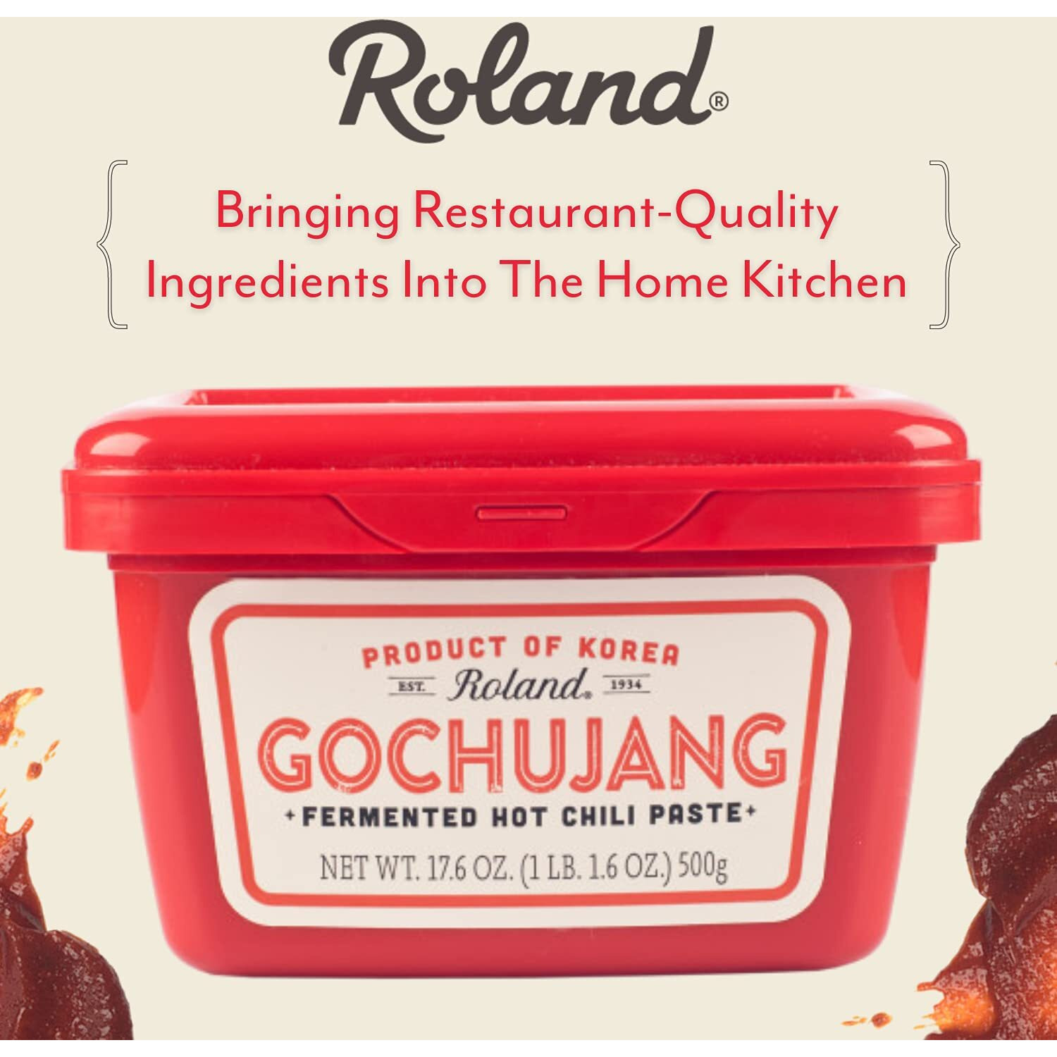 Roland Foods Gochujang, Korean Fermented Hot Chili Paste, 17.6 Oz