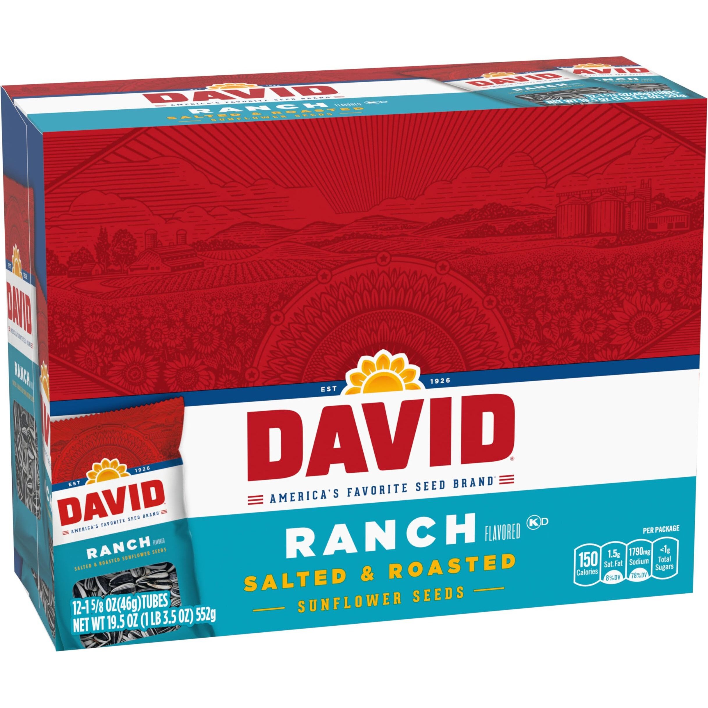 David Roasted And Salted Ranch Sunflower Seeds, 1.625 Oz, 12 Pack