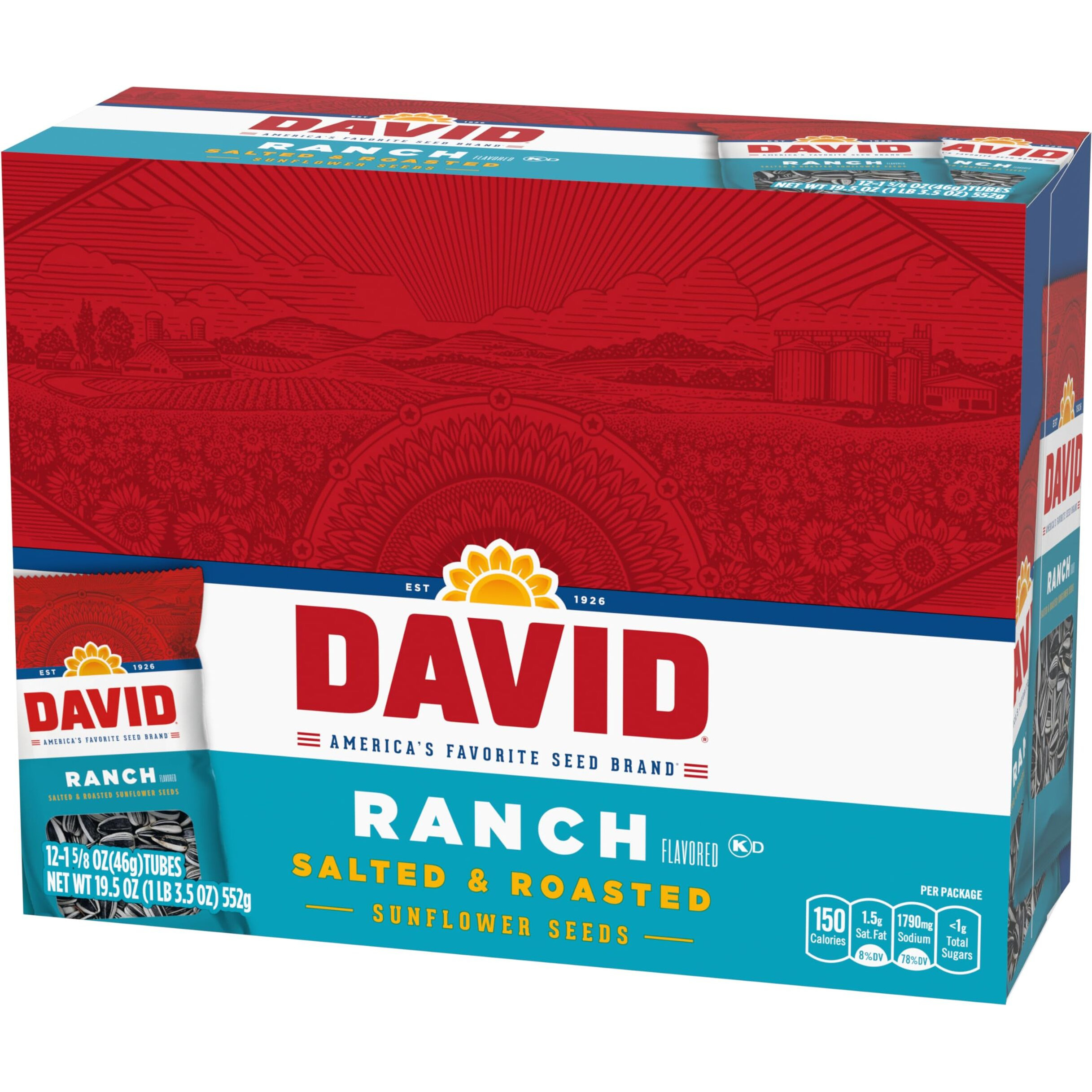 David Roasted And Salted Ranch Sunflower Seeds, 1.625 Oz, 12 Pack