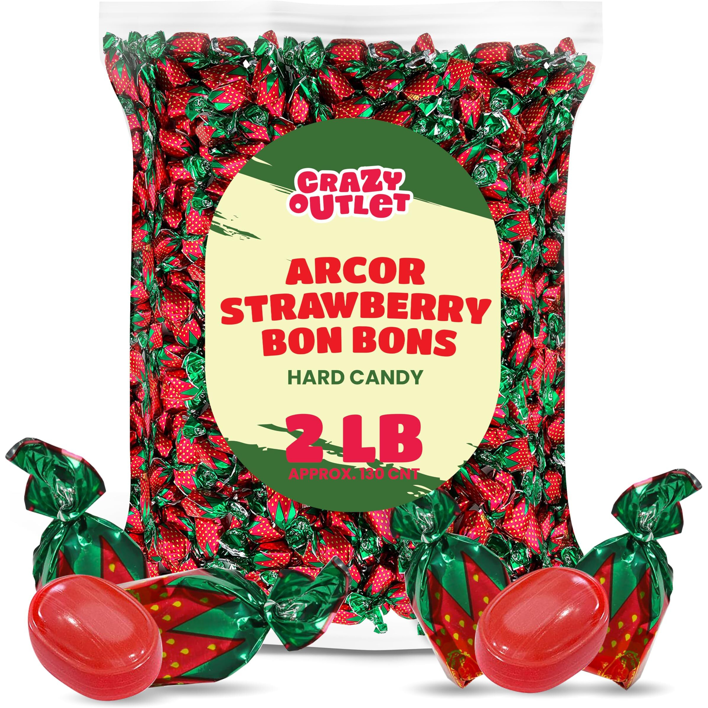 Arcor Strawberry Bon Bons Hard Candy, Sachet Wrap, 2-Pound Bag (About 130 Count)