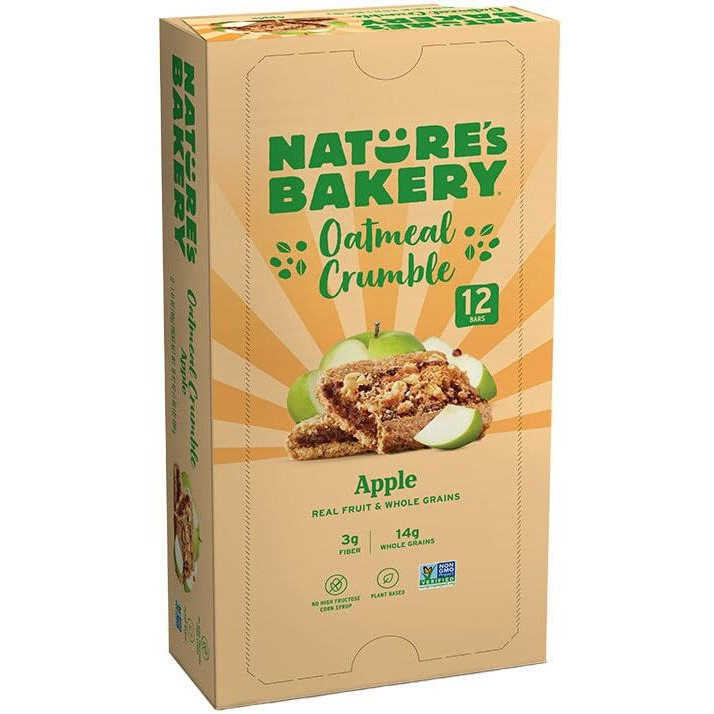 Nature's Bakery Oatmeal Crumble Bars, Apple, Real Fruit, Vegan, Non-Gmo, Breakfast Bar, 1 Box With 12 Twin Packs (12 Twin Packs)