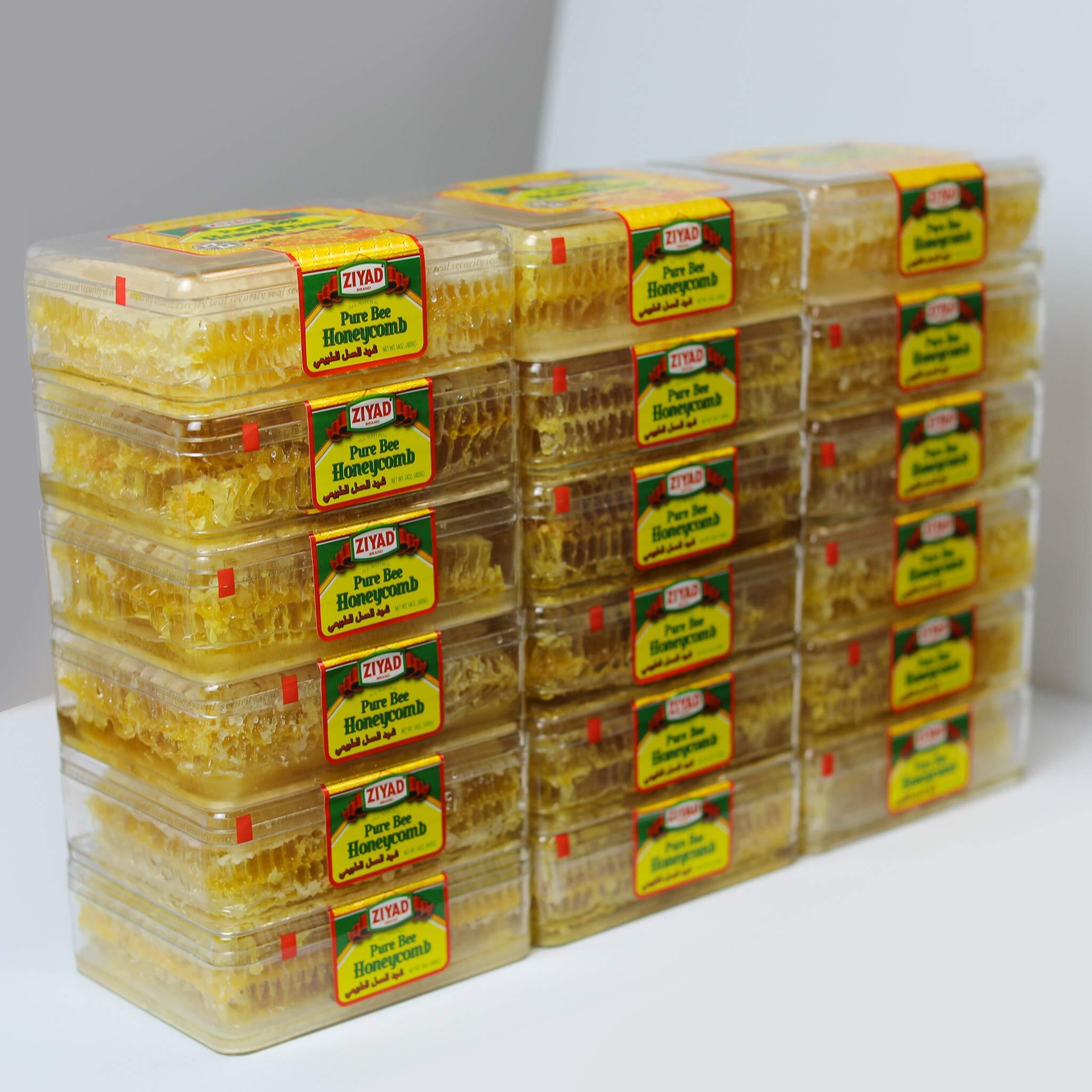 Ziyad Raw All-Natural Honeycomb, 100% Pure Unfiltered Honey Comb, 100% All-Natural, No Additives, No Preservatives, Fresh From The Farm Pack Of 18, 13 Oz