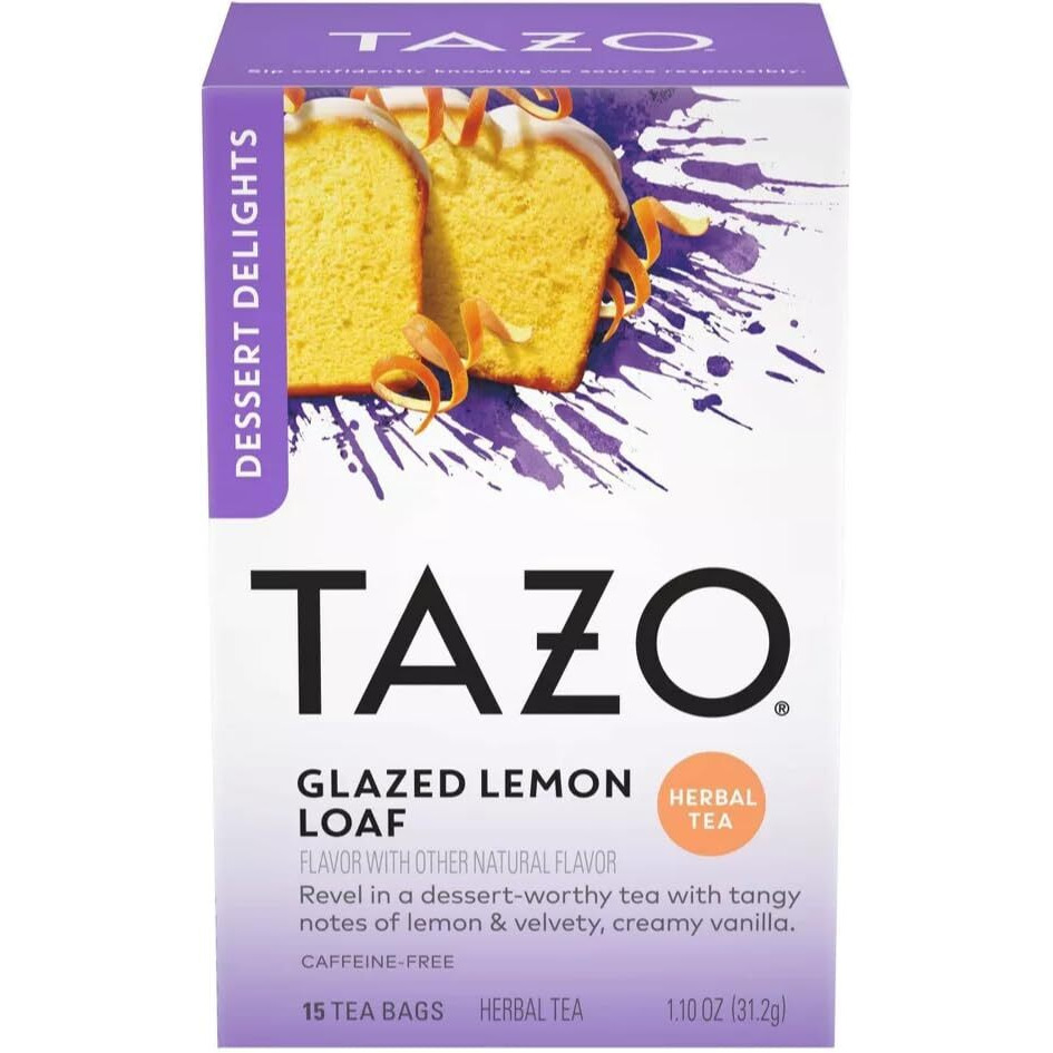 Tazo Dessert Inspired Flavored Tea 2 Flavor Variety Bundle, (1) Each Glazed Lemon Loaf And Vanilla Bean Macaron (15 Count)