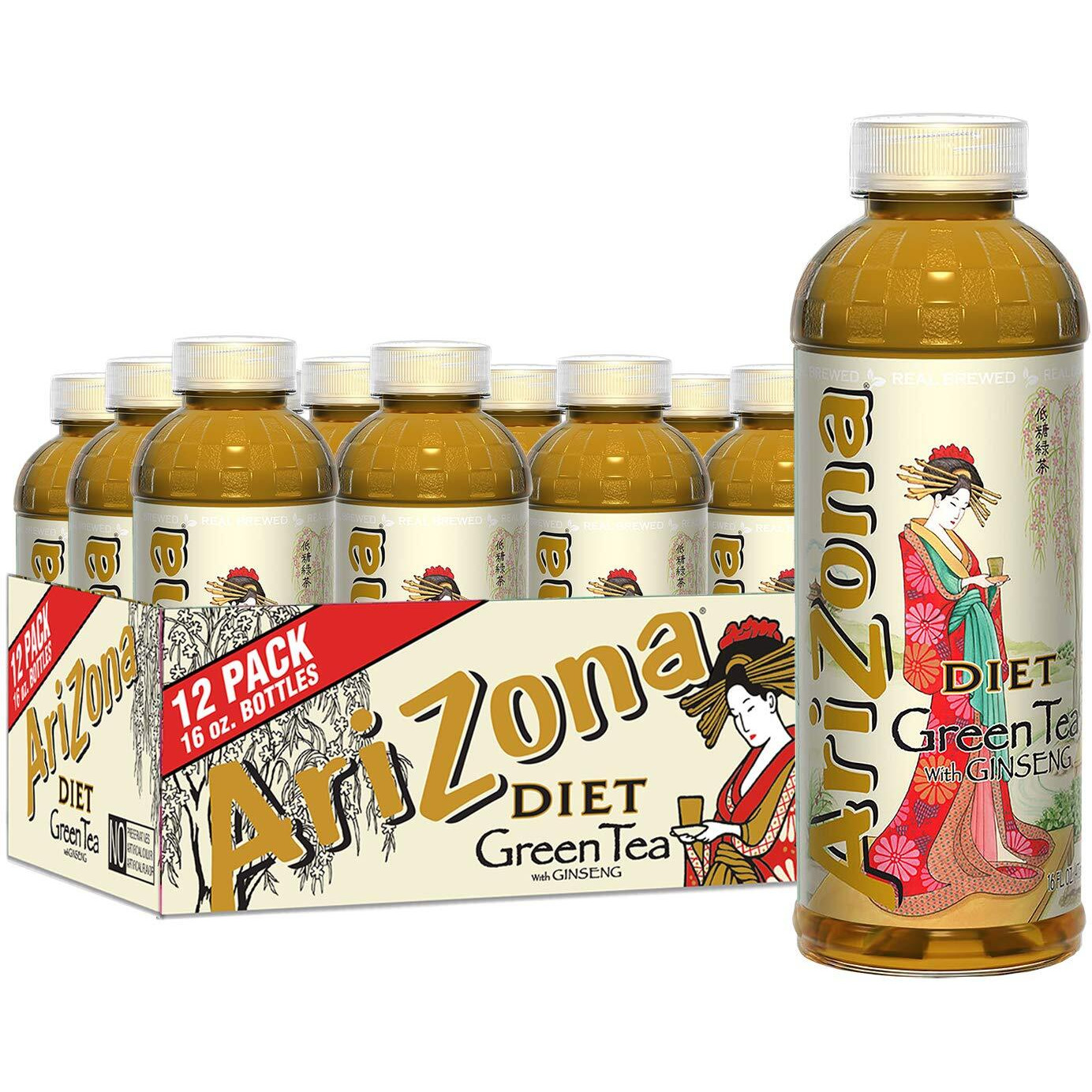 Arizona Diet Green Tea With Ginseng - 16 Fl Oz (Pack Of 12)