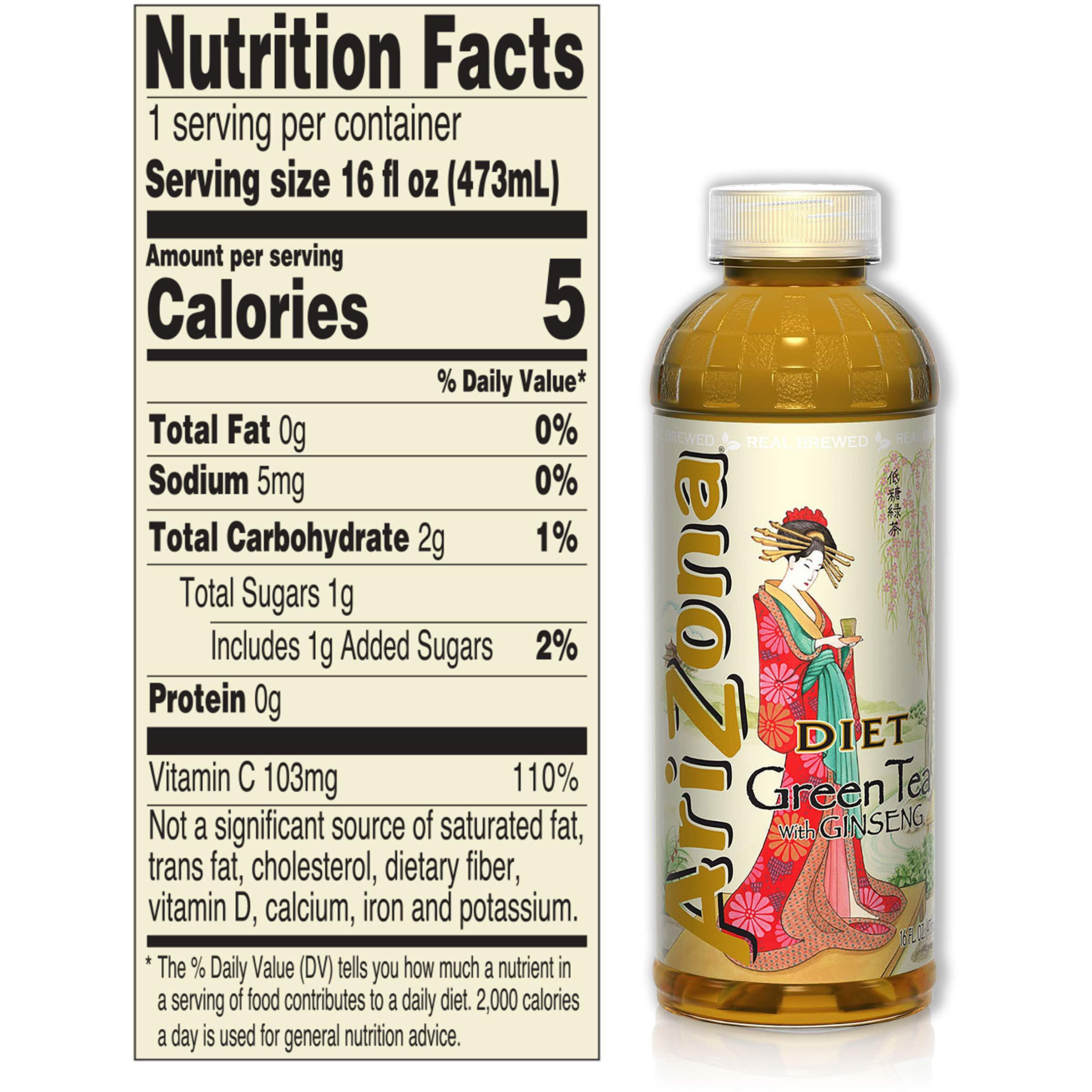 Arizona Diet Green Tea With Ginseng - 16 Fl Oz (Pack Of 12)