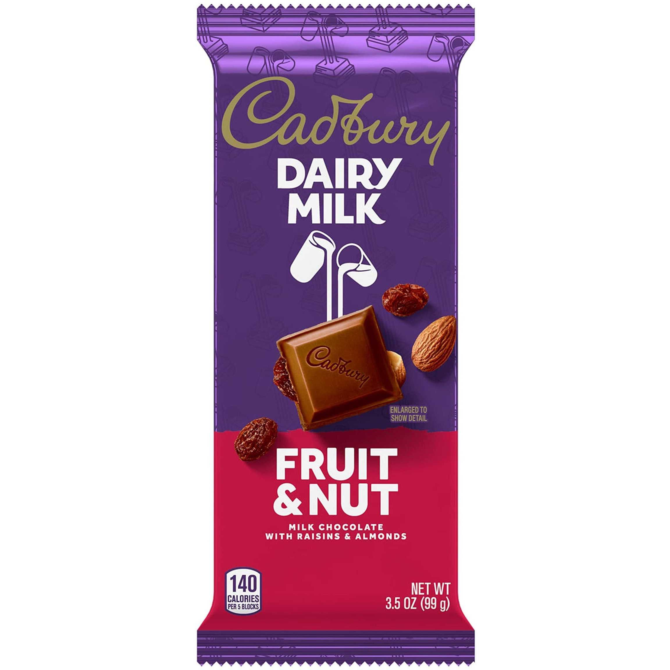 Cadbury Dairy Milk Fruit & Nut Milk Chocolate Candy Bars, 3.5 Oz (14 Count)