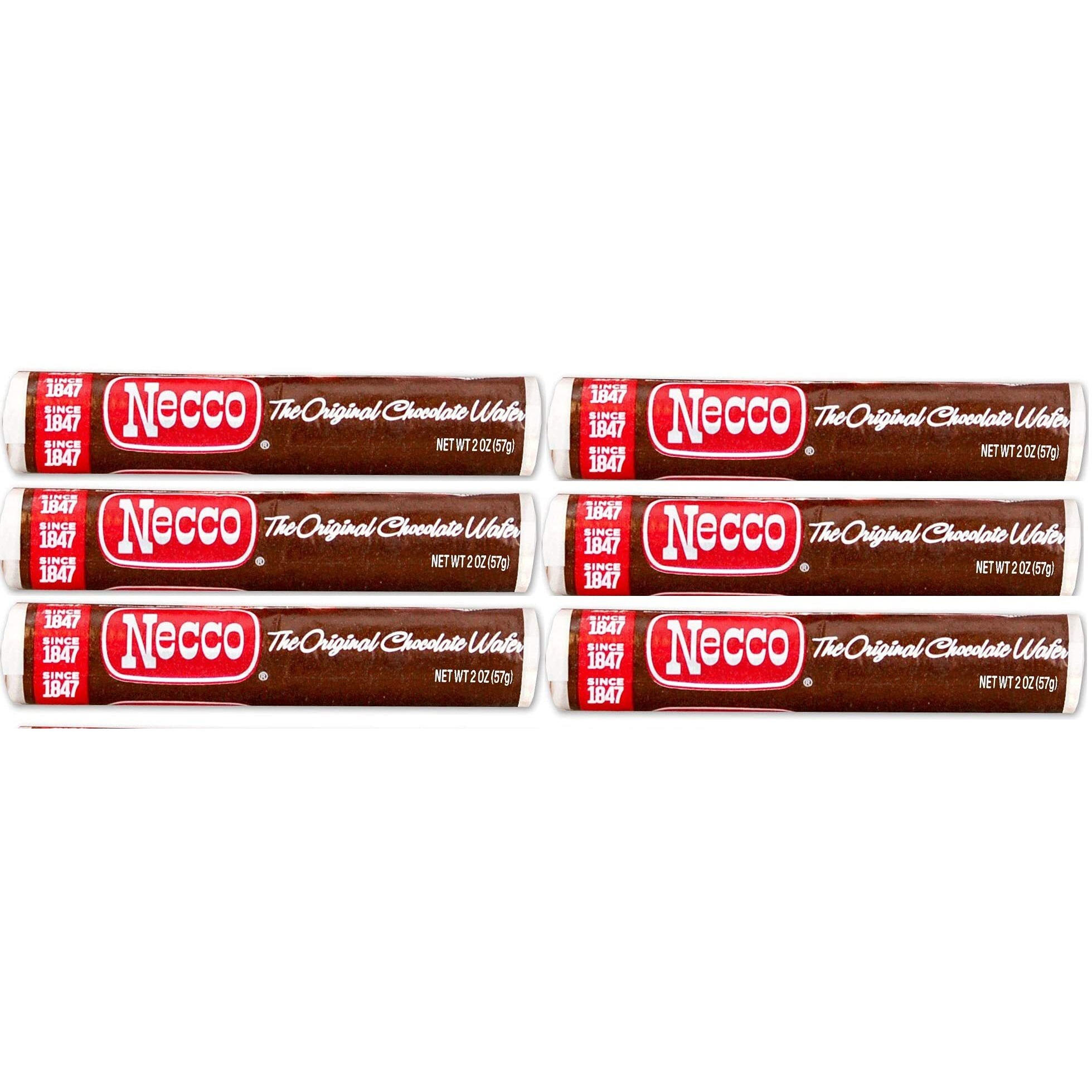 Necco Wafers Original Chocolate Flavored Hard Candy Rolls - Bundle Of 6 Rolls, 2.02Oz