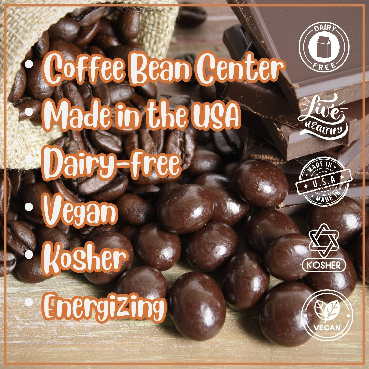 Dark Chocolate Covered Espresso Beans - By It's Delish, 5 Lbs Bulk | Coffee Lovers Snack | Gourmet Chocolates Candy Snacks | Made In Usa, Vegan, Kosher