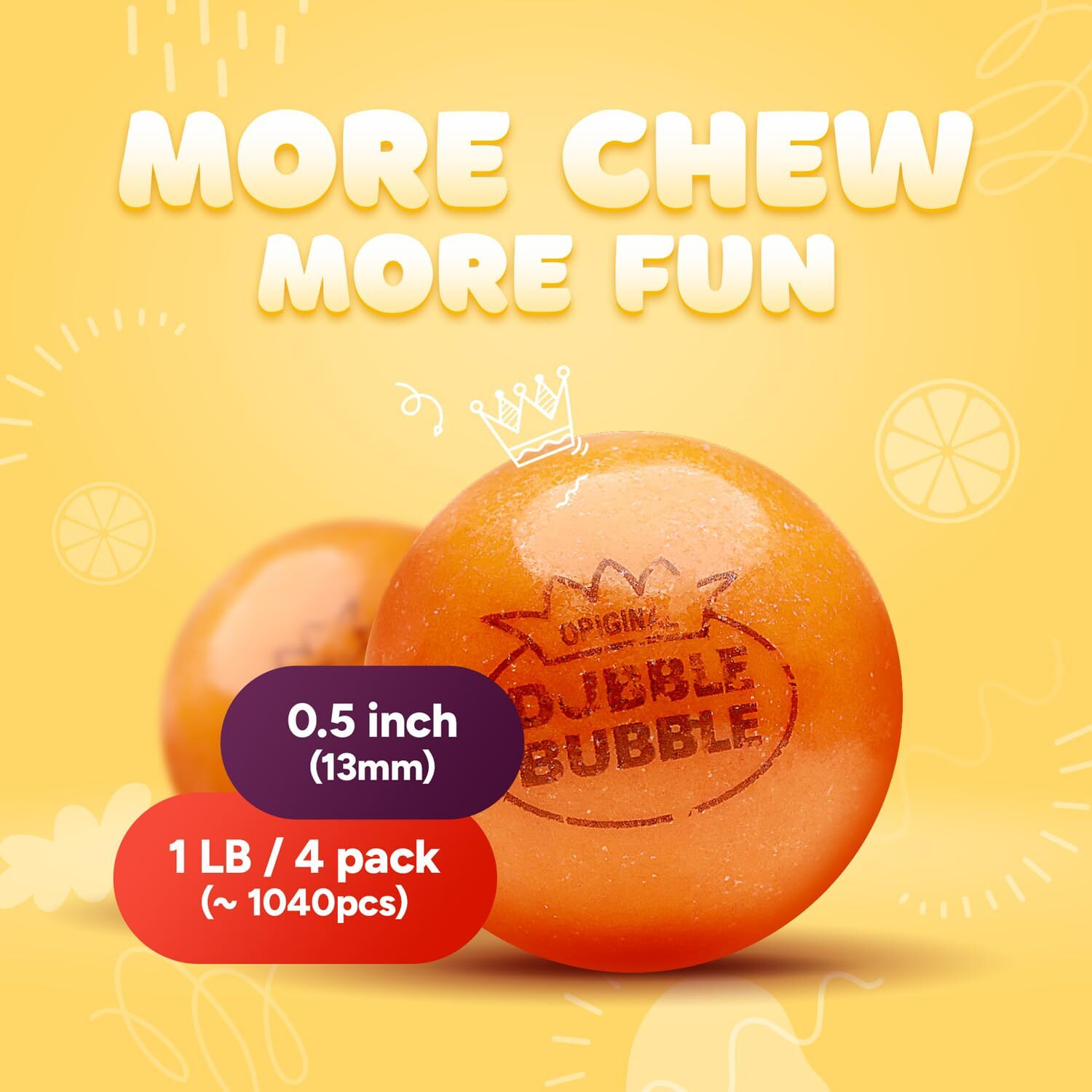 Gumballs For Gumball Machine - 0.5 Inch Mini Gumballs - 4 Lb Bulk Gum Balls For Kids - Gumball Machine Refills - 1040 Pcs Gumballs Bulk Pack - Double Bubble Chewing Gum - Bubble Gum For Kids