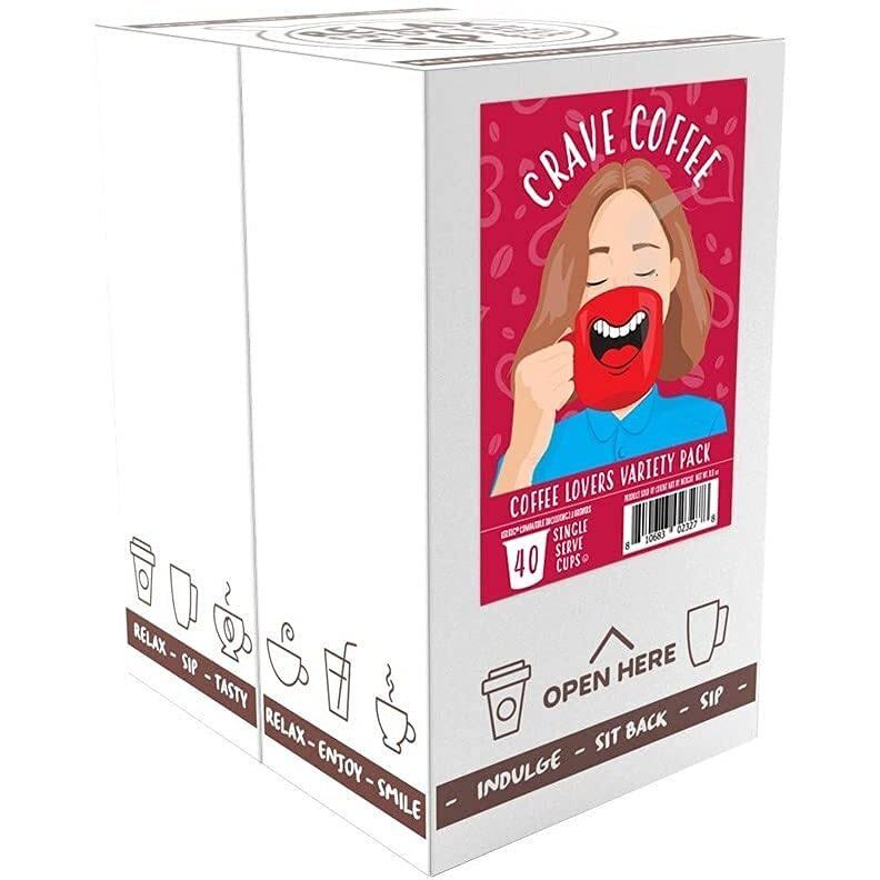 Crave Beverages Coffee Lovers - Flavored And Non Flavored Coffee Pods, For Keurig K Cup Brewers, 40 Count