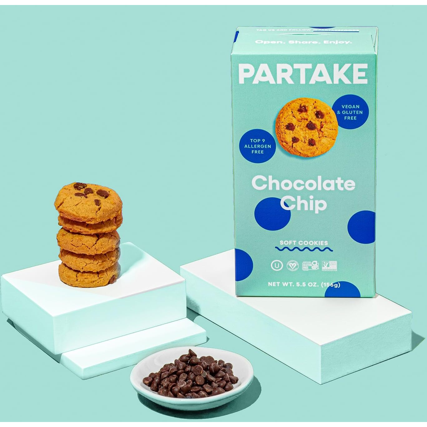 Gluten Free Soft Chocolate Chip Cookies By Partake | Vegan Cookies (5.5Oz, 6 Packs) | No Peanuts, Soy, Dairy, Tree Nuts | Safe School Snack