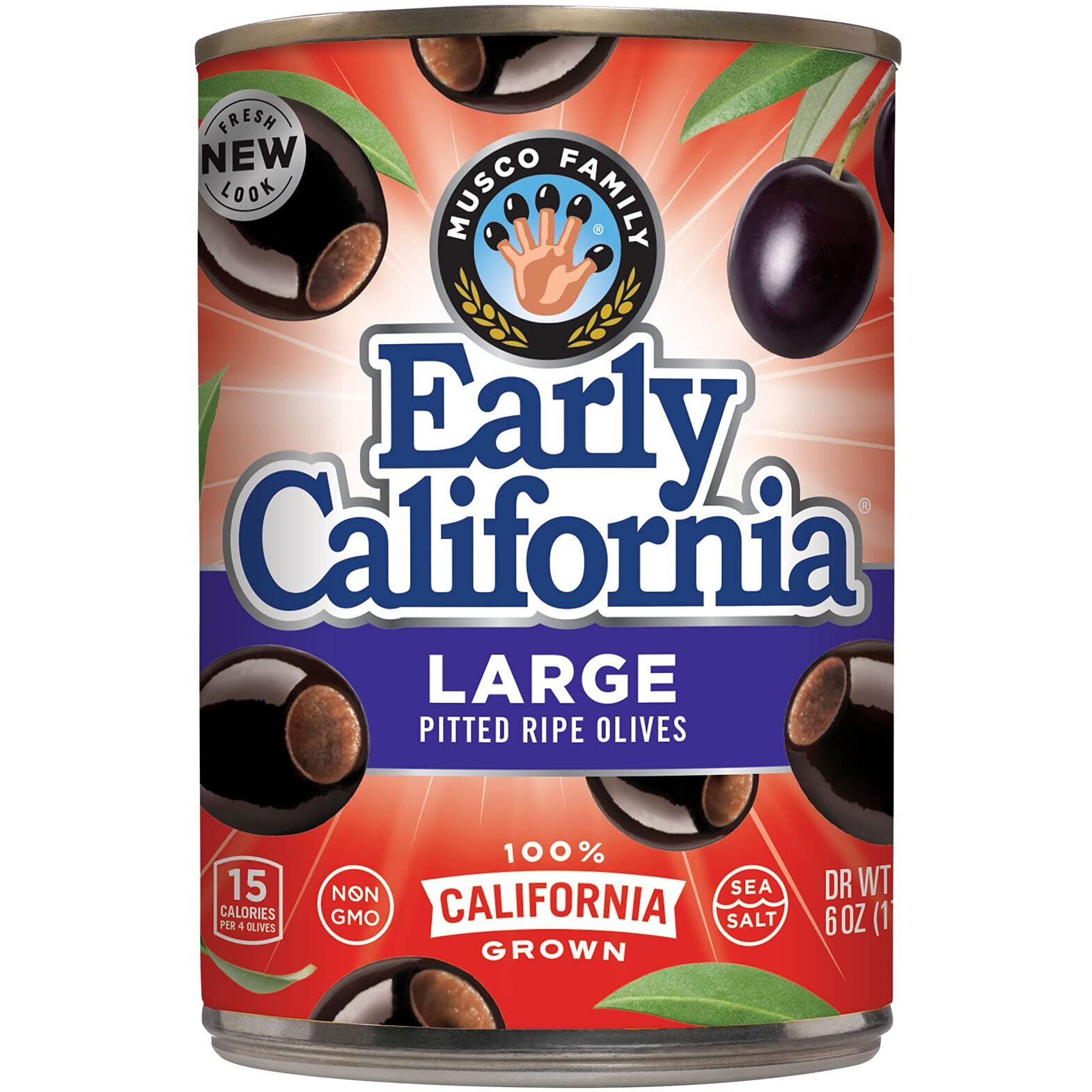 Early California 5.75 Oz. Ripe Pitted Large Black Olives, 12-Cans