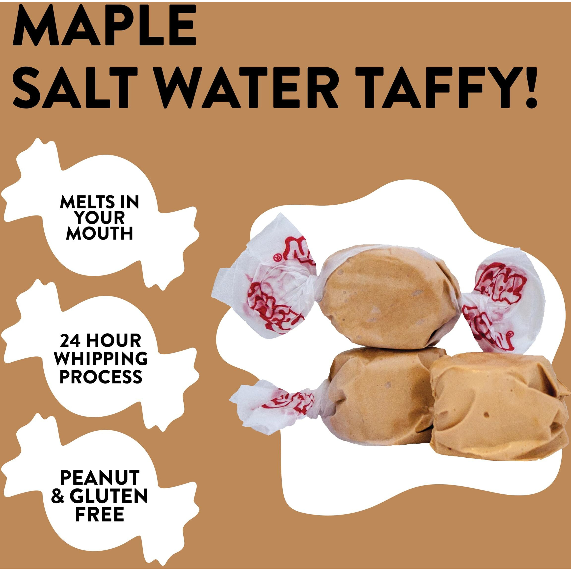 Taffy Town Saltwater Taffy- Maple | Gourmet Taffy| Nougat-Style Candy| Soft & Delicious| Sumer Snack Treats| Party Good Candies| 2.5Lbs
