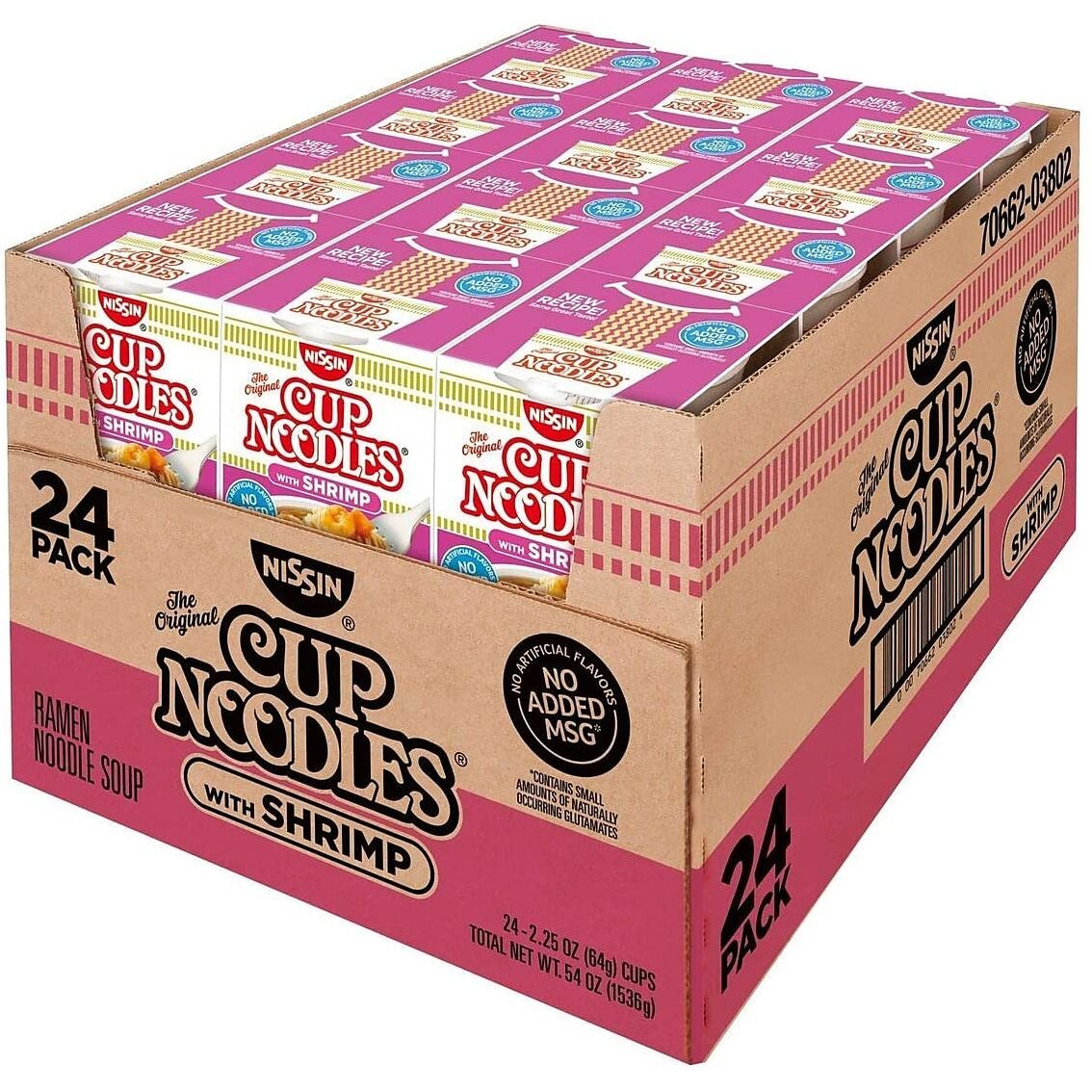 Nissin Cup Noodles With Shrimp, 2.25 Oz., 24/Box (03802)
