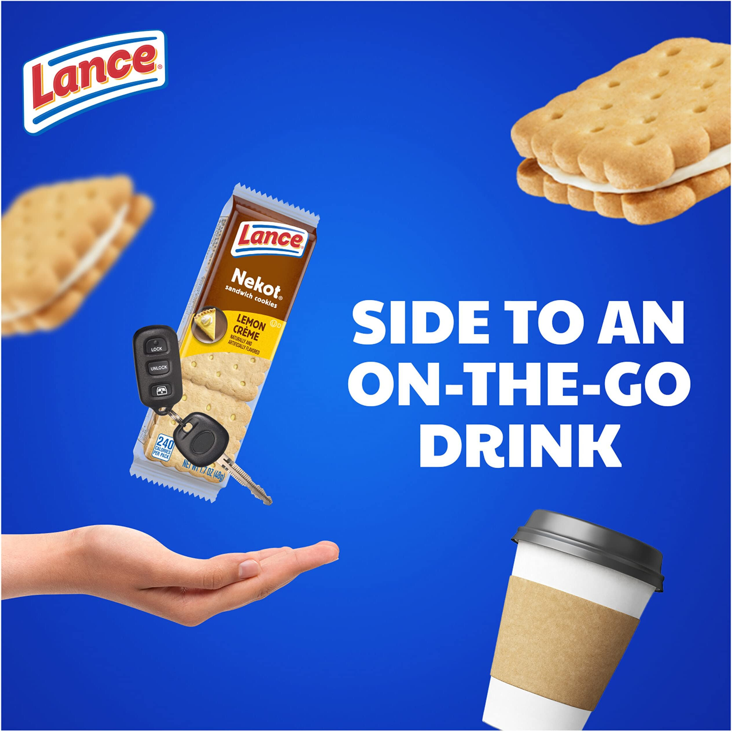 Lance Sandwich Cookies, Nekot Lemon Creme, 8 Individually Wrapped Packs, 6 Sandwiches Each