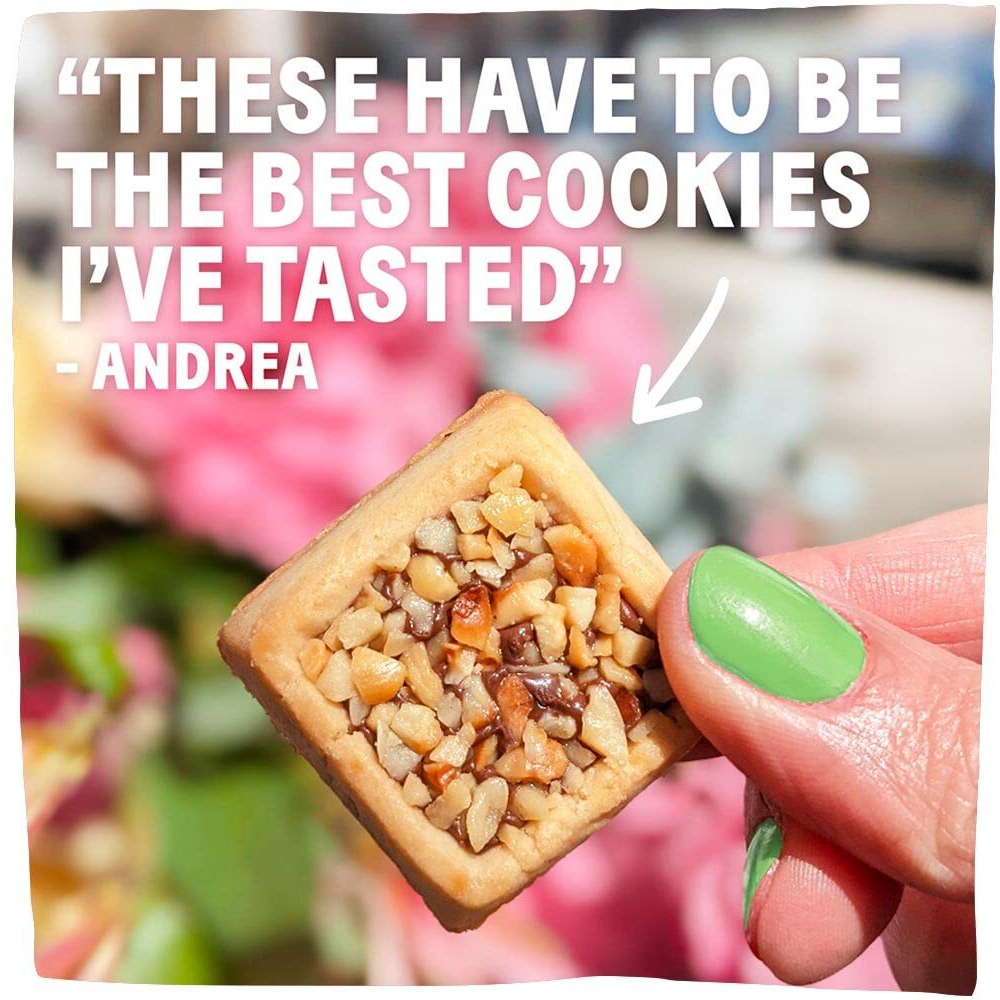 Michel Et Augustin Chocolate Cookie Squares Snack Bag, Milk Chocolate & Hazelnut Cookies, Chocolate Gift Box, 3-Pack, 15 French Shortbread Cookies Per Bag