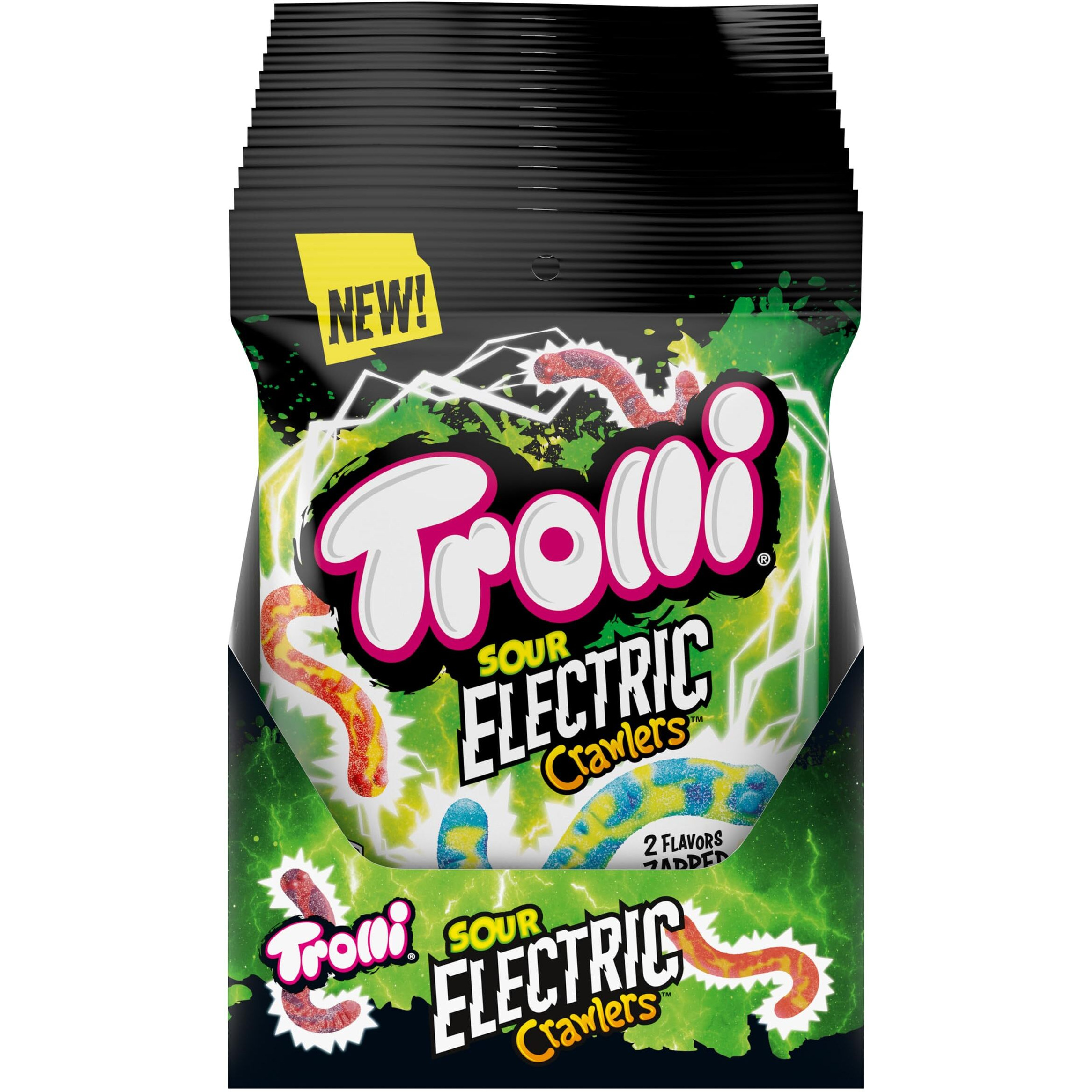 Trolli Electric Crawlers, Sour Gummy Candy, 4.25 Ounce Bags (Pack Of 12)