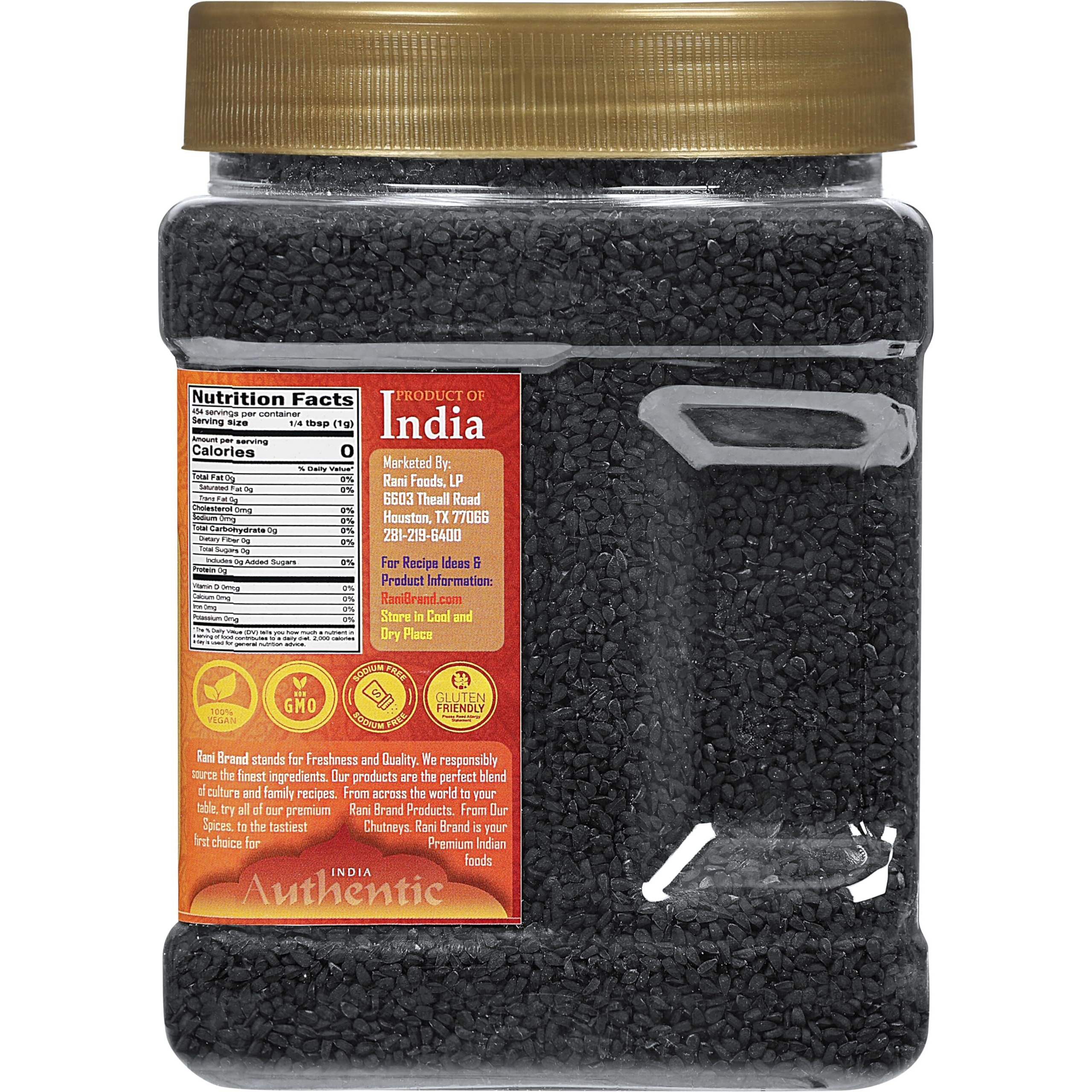 Rani Kalonji (Black Seed, Nigella Sativa, Black Cumin) Seeds 16Oz (1Lb) 454G Pet Jar ~ All Natural | Gluten Friendly | Non-Gmo | Kosher | Vegan | Indian Origin