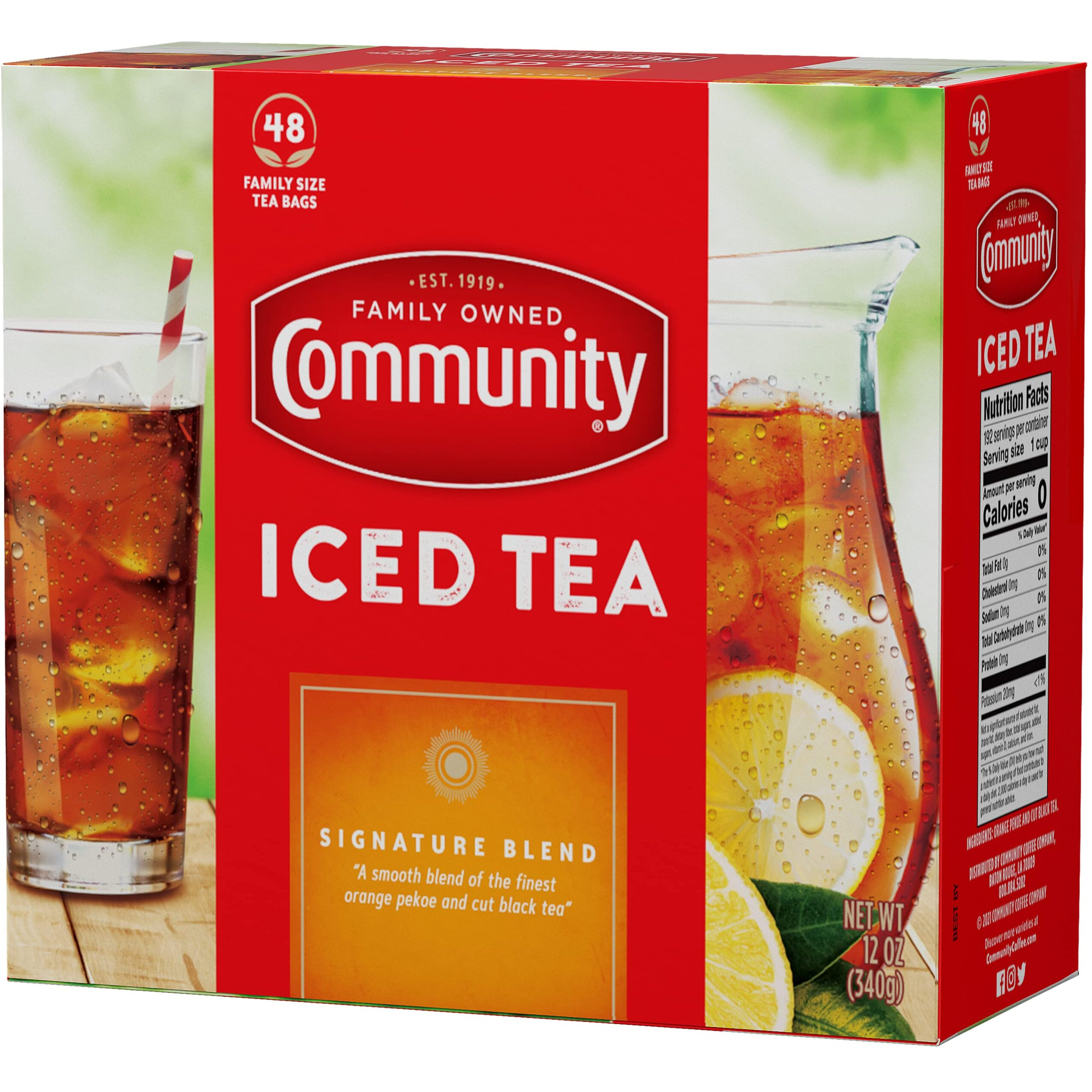 Community Coffee Signature Iced Tea, 576 Family Size Tea Bags, 48 Count Box (Pack Of 12)