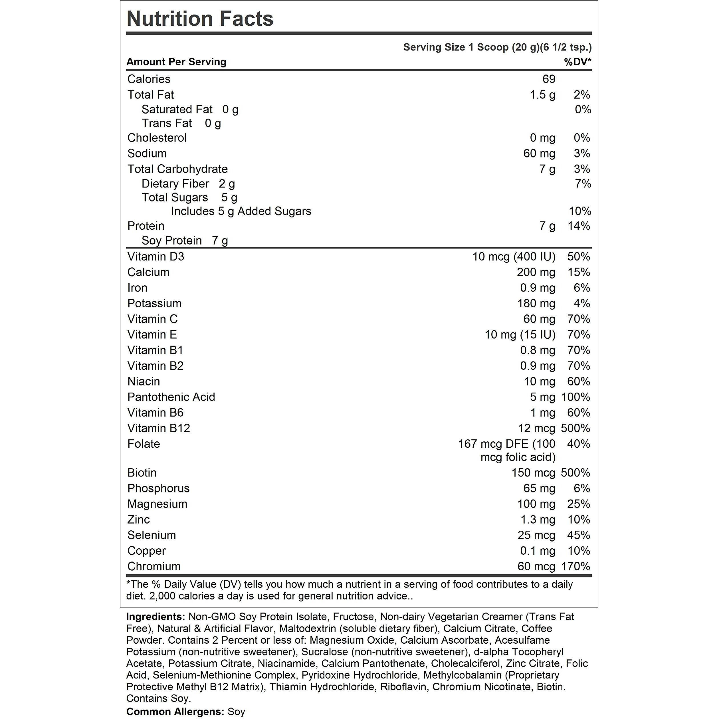 Andrew Lessman Secure Soy Complete Meal Replacement - Coffee 60 Servings - Only 69 Calories, 7 Grams Non-Gmo Soy Protein, Vitamins & Minerals, Low-Fat, Nutritious & Delicious, Mixes Instantly