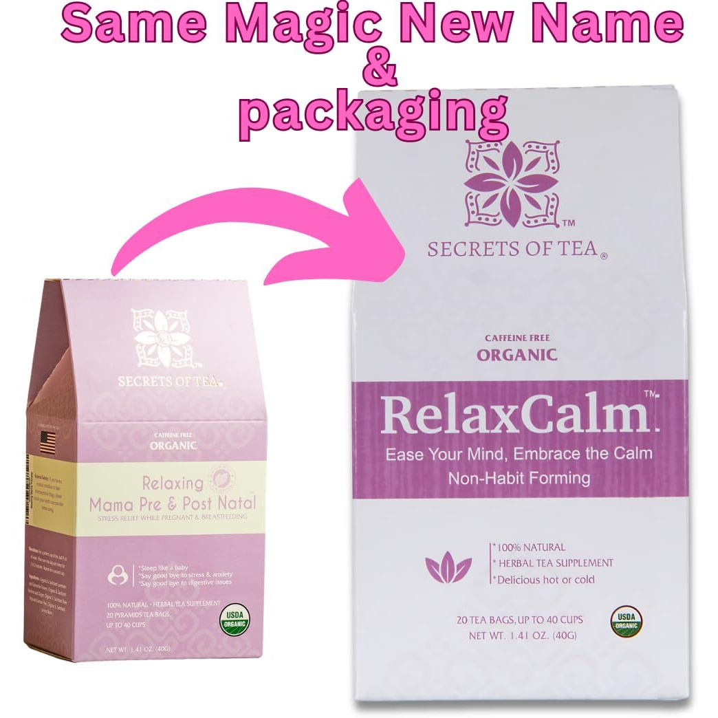 Secrets Of Tea Relaxing Mama Tea - Natural Usda Organic Caffeine Free - Safe For Pregnancy And Breastfeeding - Up To 40 Servings - 20 Count(1 Pack)