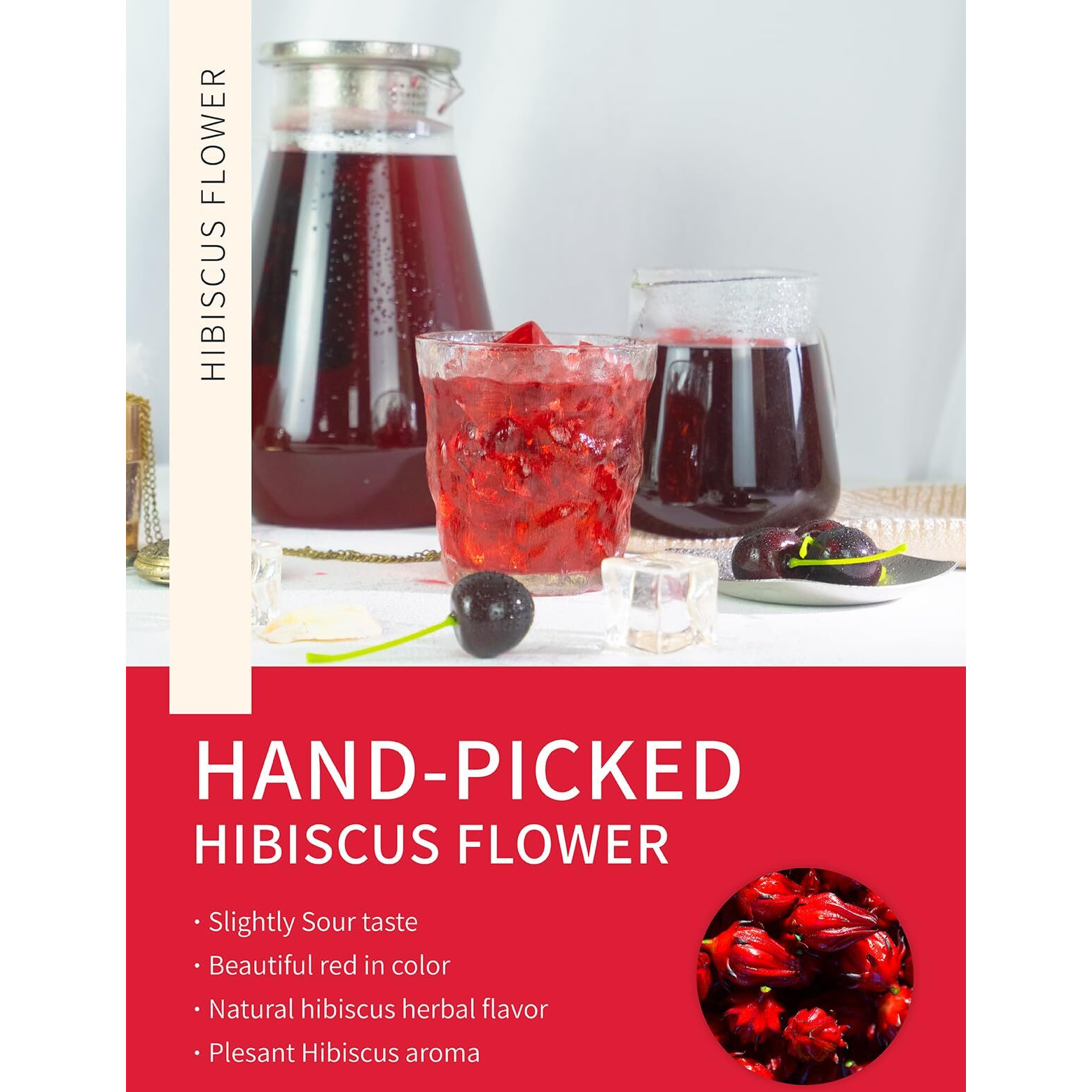 Teelux Hibiscus Iced Tea, Family Sized Hibiscus Tea Bags, Natural Hibiscus Flowers Herbal Tea, Refreshing Tart Flavor, Caffeine Free, 20 Count