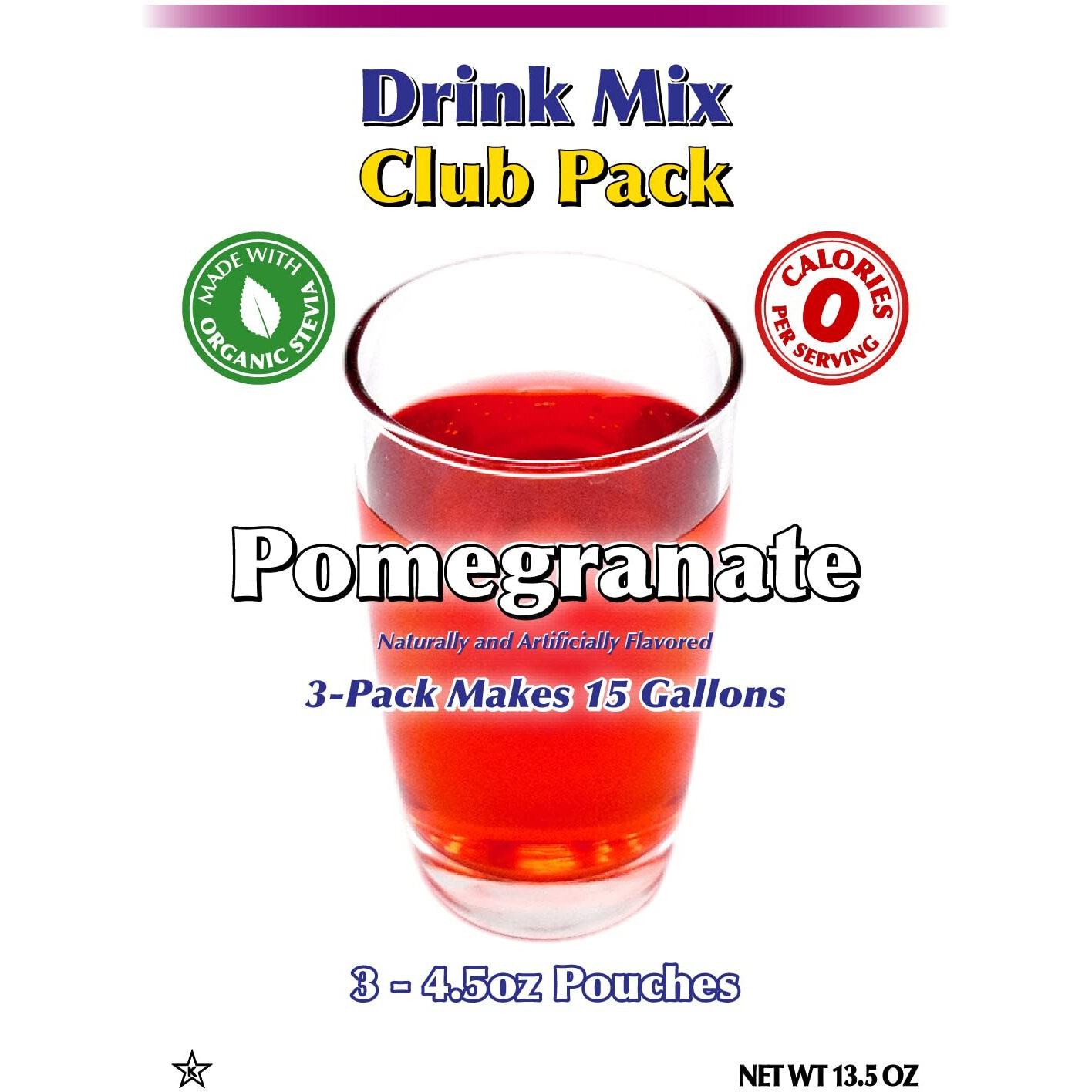 Gramzero Pomegranate Zero Calorie Sugar Free Drink Mix, Great For Nutrition Club Loaded Teas, Stevia Sweetened