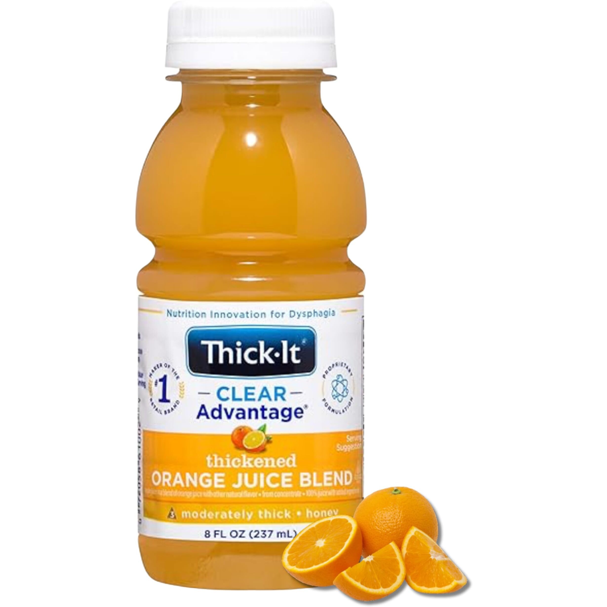 Thick-It Clear Advantage Moderately Thick Orange Juice, Honey Consistency, Ready-To-Drink, Digestible Swallowing Aid, Hydration On The Go, Convenient & Ready-To-Use, 8 Oz Bottle (24 Pack)