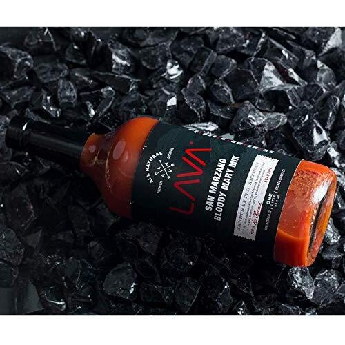 (3 Pack) Lava Premium Bloody Mary Mix Italian San Marzano Tomatoes, No Artificial Sweeteners, Vegan, Ready To Use, No Added Sugar, 1-Liter (33.8Oz) Glass