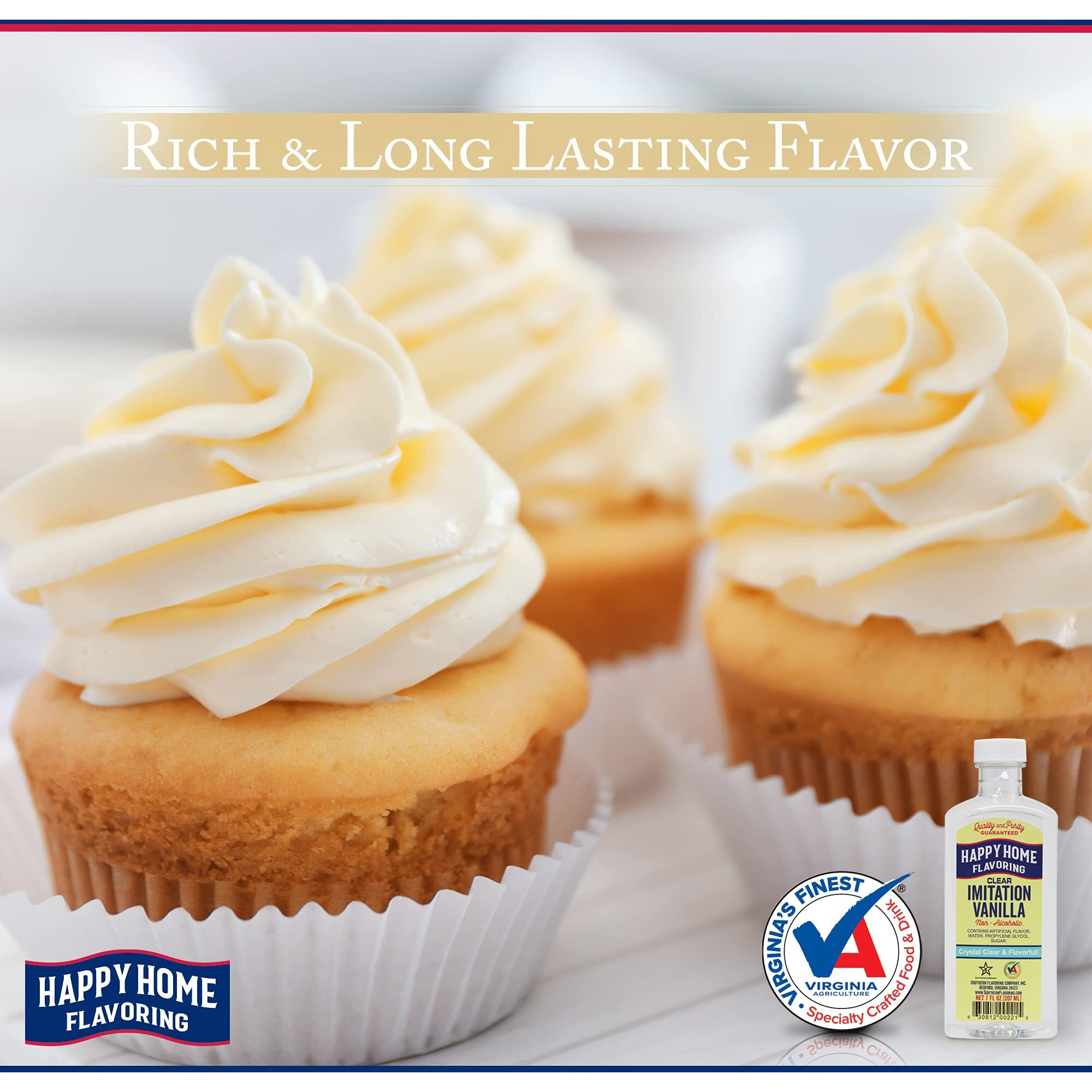Happy Home Clear Imitation Vanilla Flavoring, Non-Alcoholic, Certified Kosher, 7 Oz.