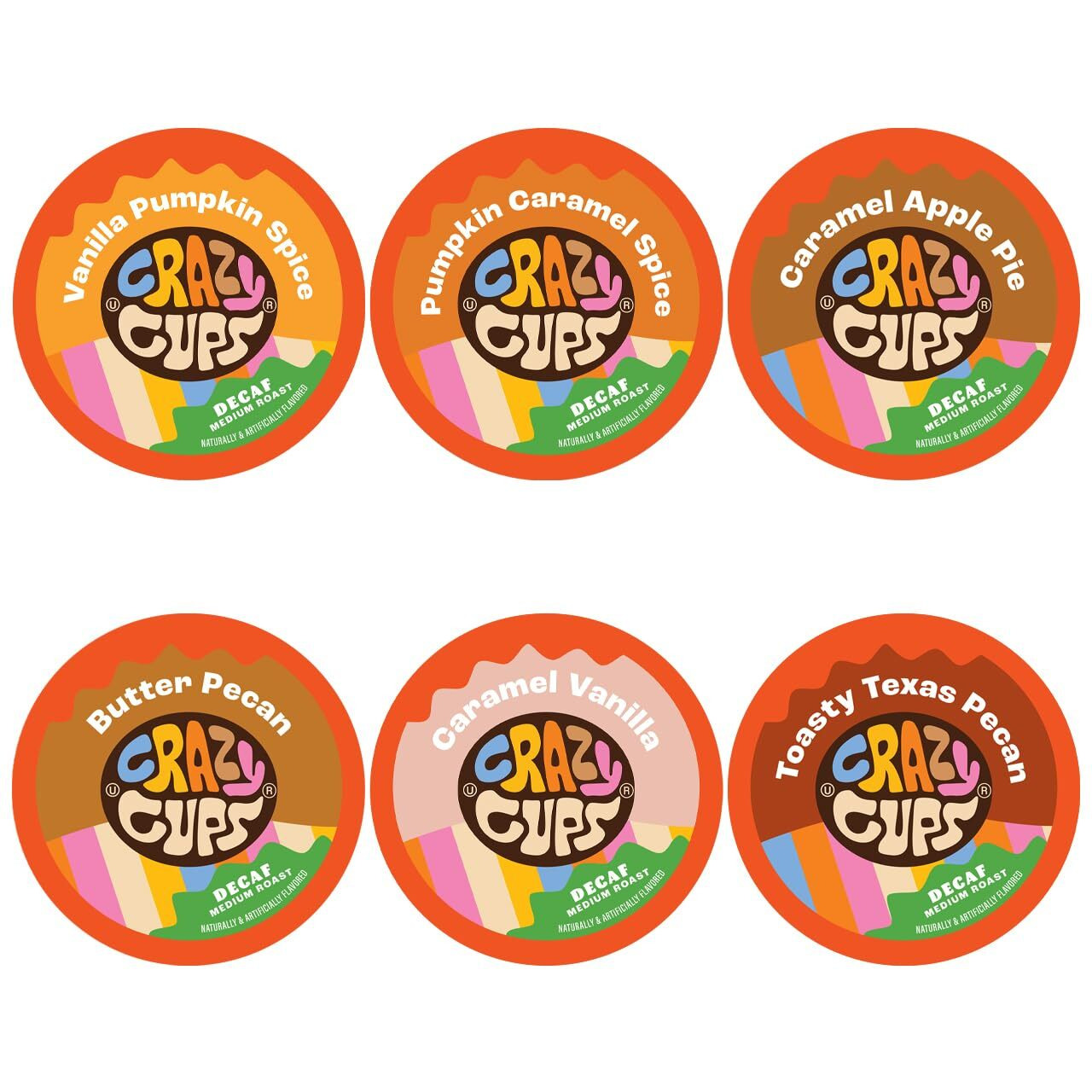 Crazy Cups Fall Coffee Pods Variety Pack For Keurig K Cup Coffee Maker, Single Serve Decaf Fall Flavor Coffee Pods, Seasonal Favorites Fall Blend Sampler, 50 Count