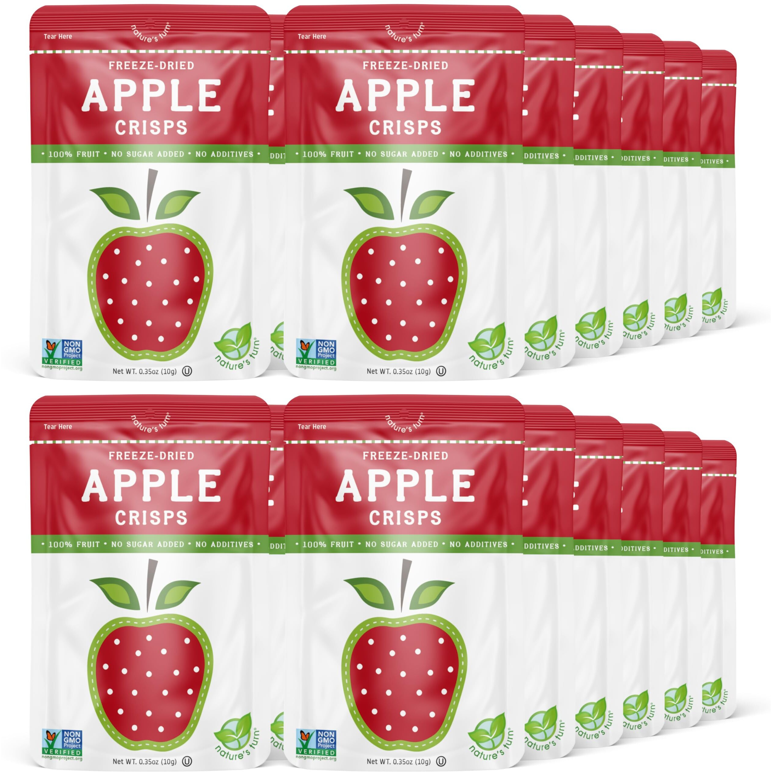 Natures Turn Freeze-Dried Fruit Snacks, Apple Crisps, Pack Of 24 (0.35 Oz Each)