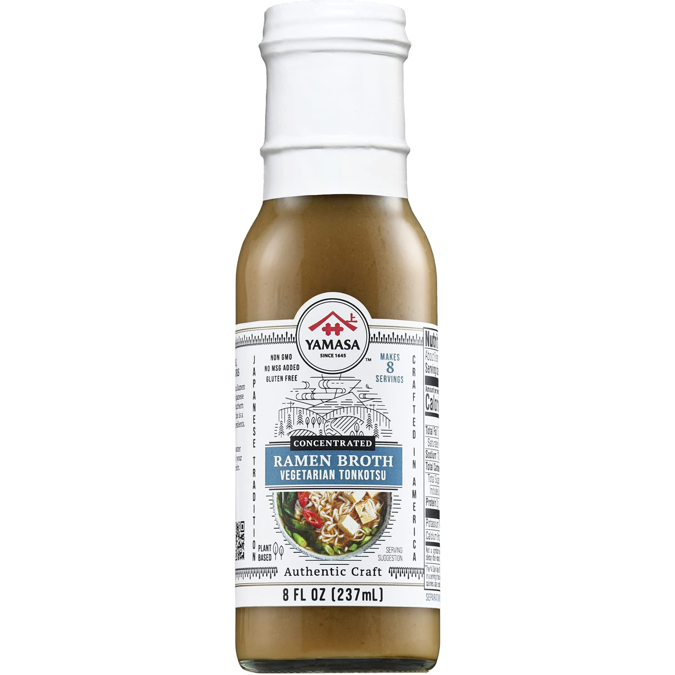 Yamasa, Artisanal Vegetarian Tonkotsu Ramen Broth Concentrate, Serves 8 Bowls, Gluten Free, No Msg Added, No-Gmo, Japanese Tradition, 8Oz
